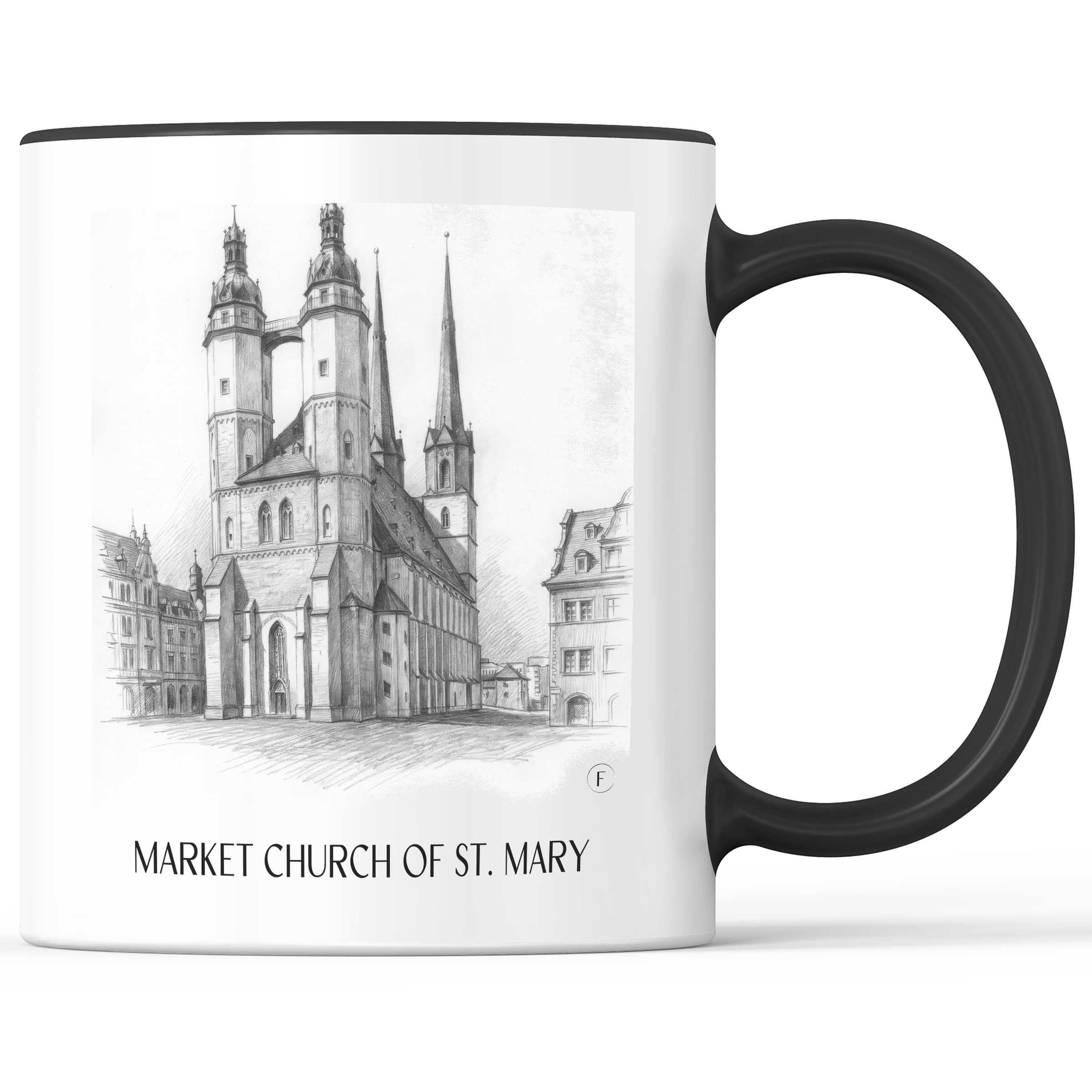 Marktkirche St. Marien Kaffeebecher - Halle - Deutschland Becher - Kaffeetasse im Zeichnung Stil