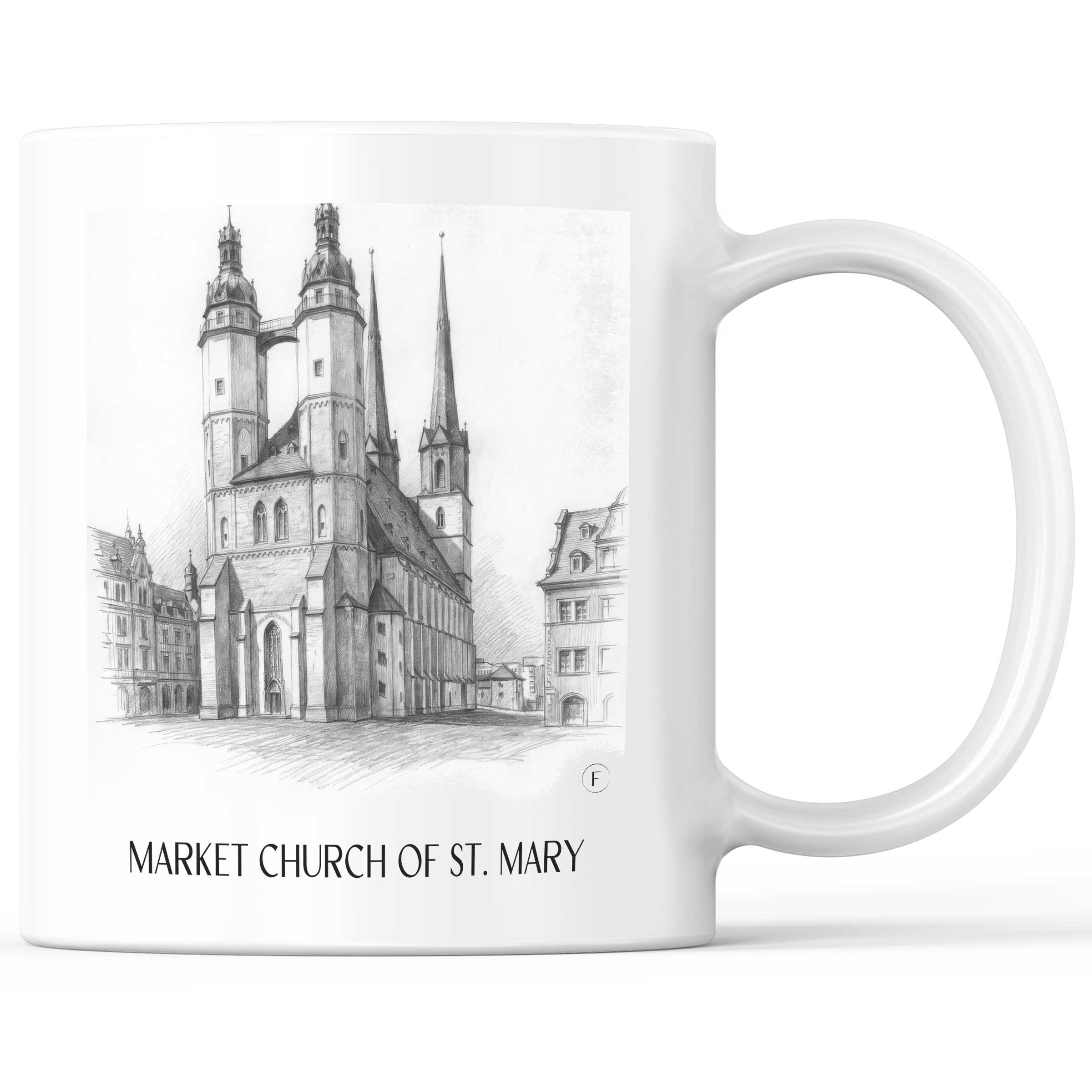 Marktkirche St. Marien Kaffeebecher - Halle - Deutschland Becher - Kaffeetasse im Zeichnung Stil