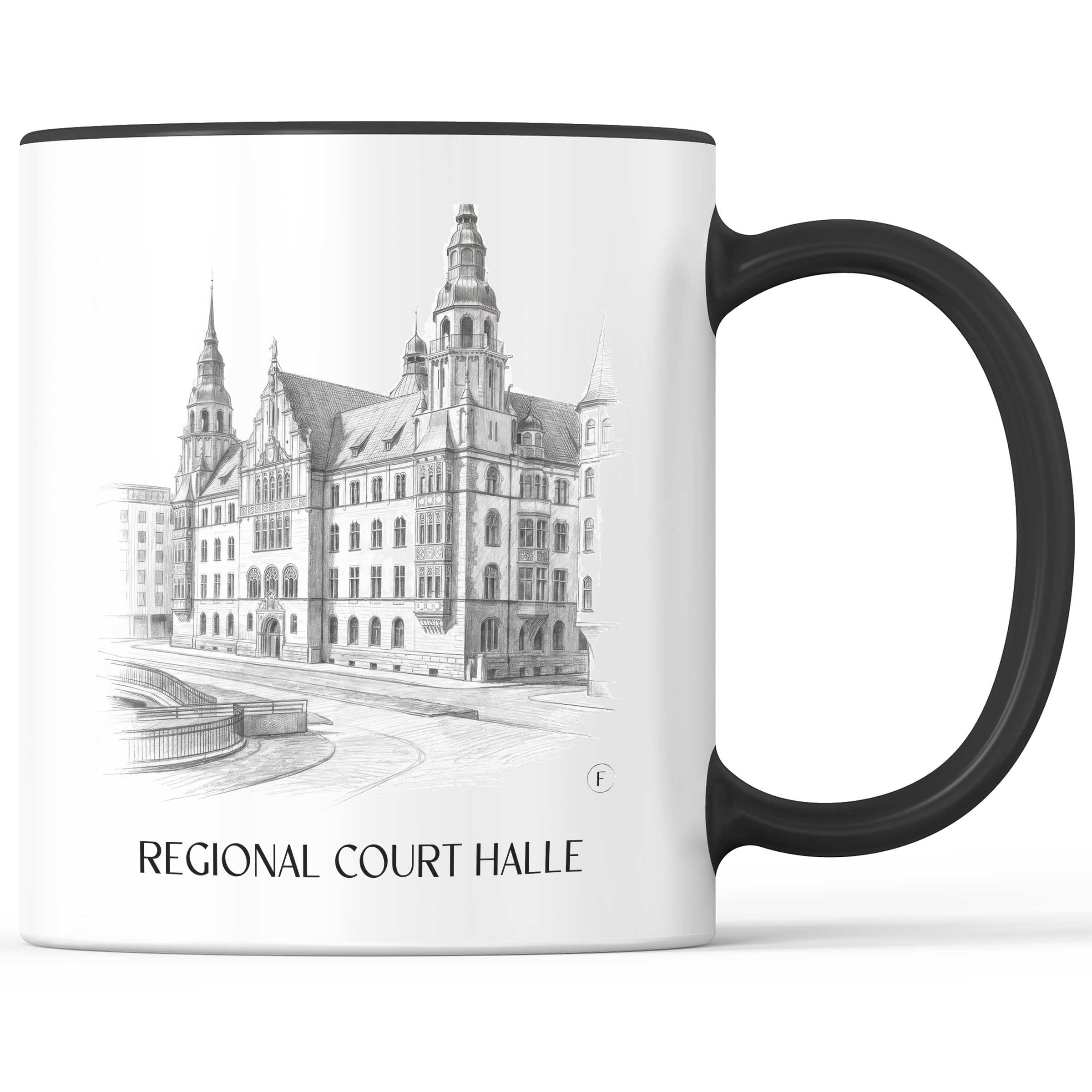 Landgericht Kaffeebecher - Halle - Deutschland Becher - Kaffeetasse im Zeichnung Stil