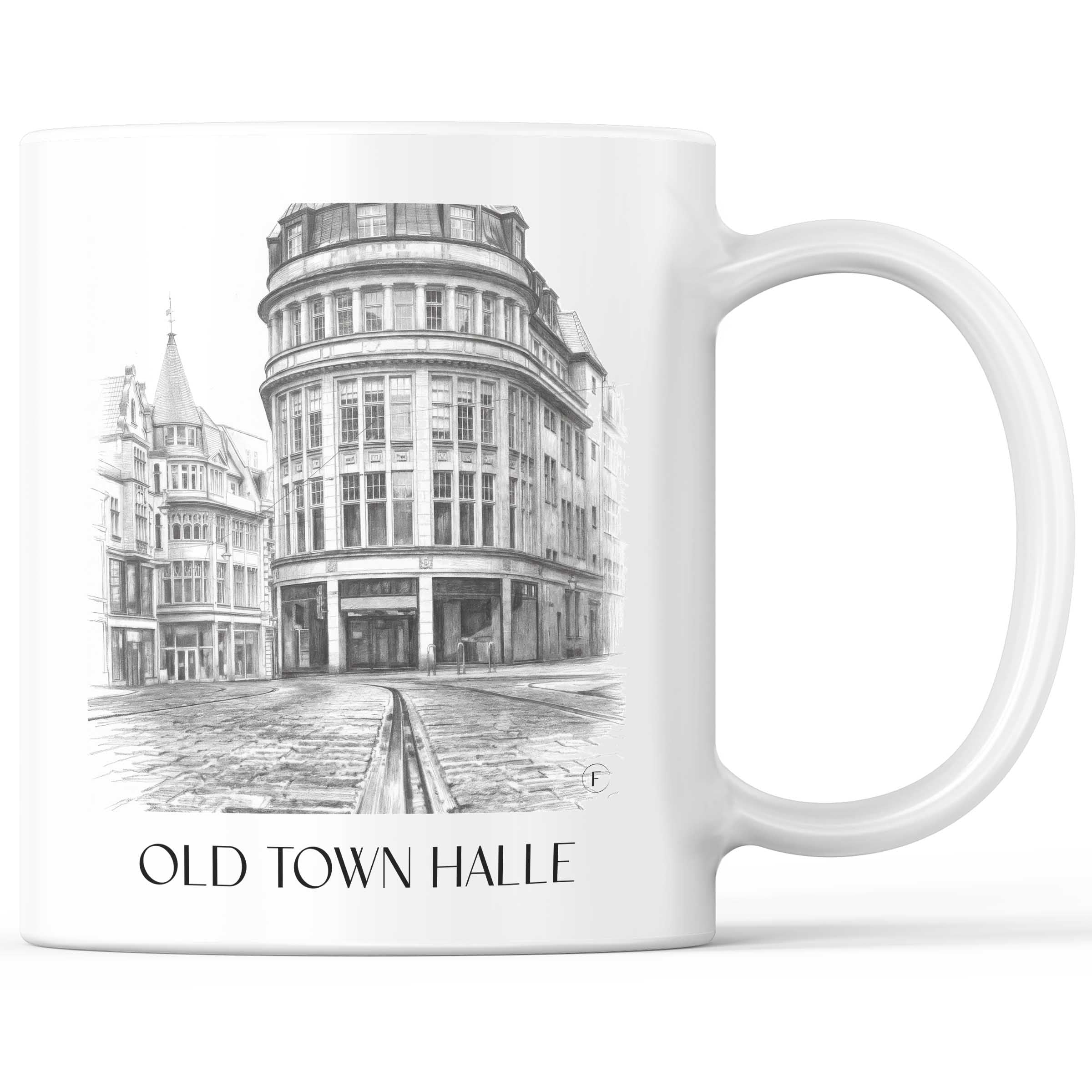 Altstadt Kaffeebecher - Halle - Deutschland Becher - Kaffeetasse im Zeichnung Stil