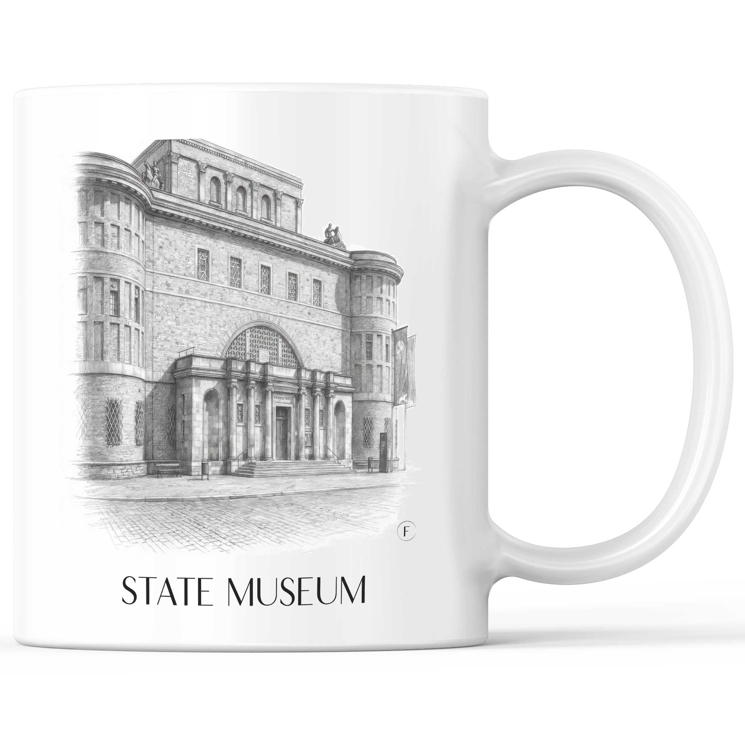 Landesmuseum Kaffeebecher - Halle - Deutschland Becher - Kaffeetasse im Zeichnung Stil