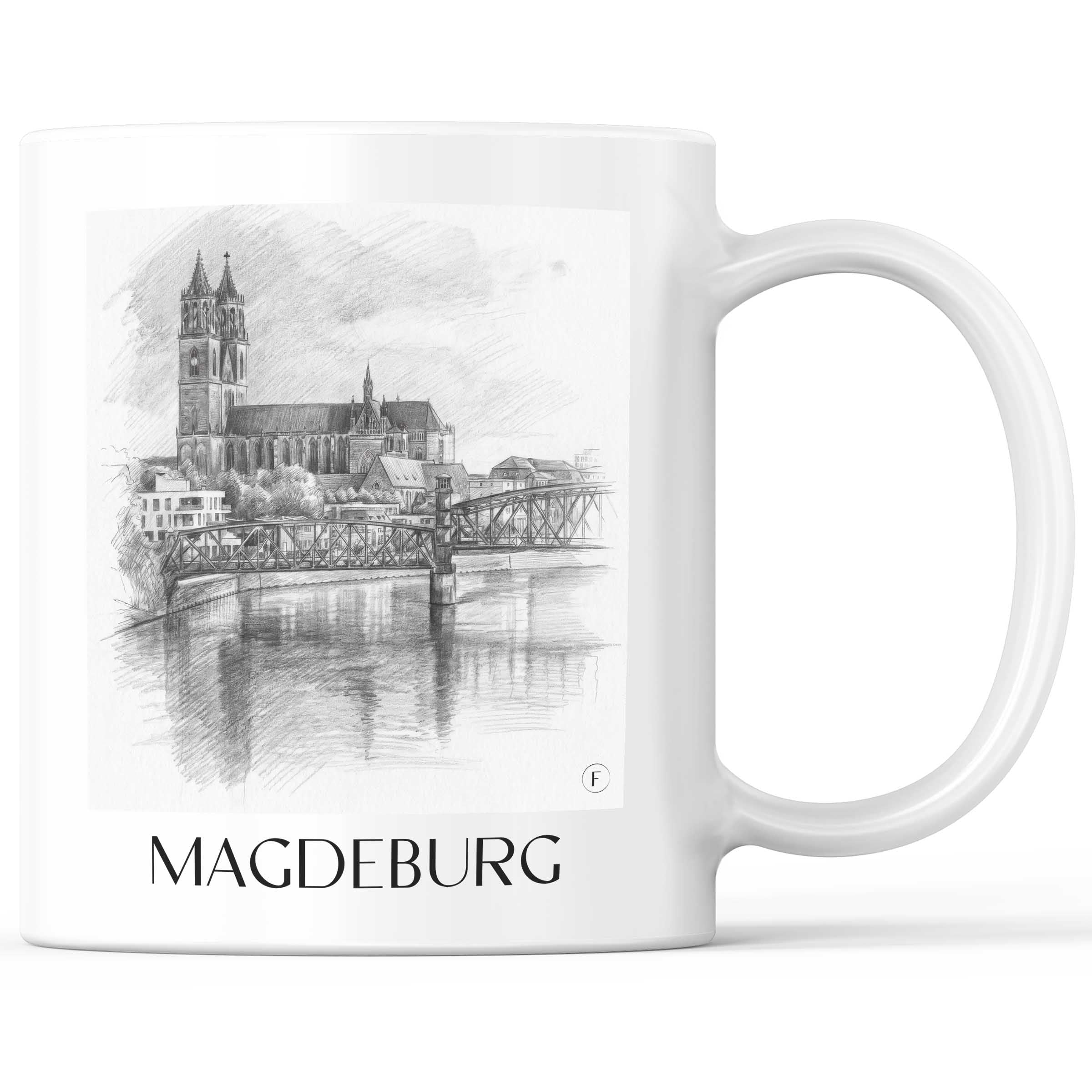 Magdeburg Kaffeebecher - Sachsen-Anhalt - Deutschland Becher - Kaffeetasse im Zeichnung Stil