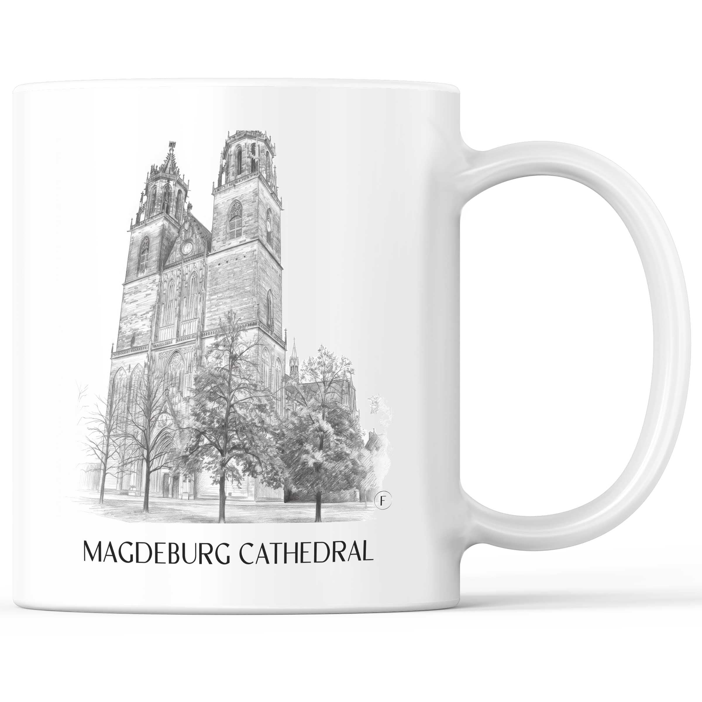 Dom zu Magdeburg Kaffeebecher - Sachsen-Anhalt - Deutschland Becher - Kaffeetasse im Zeichnung Stil
