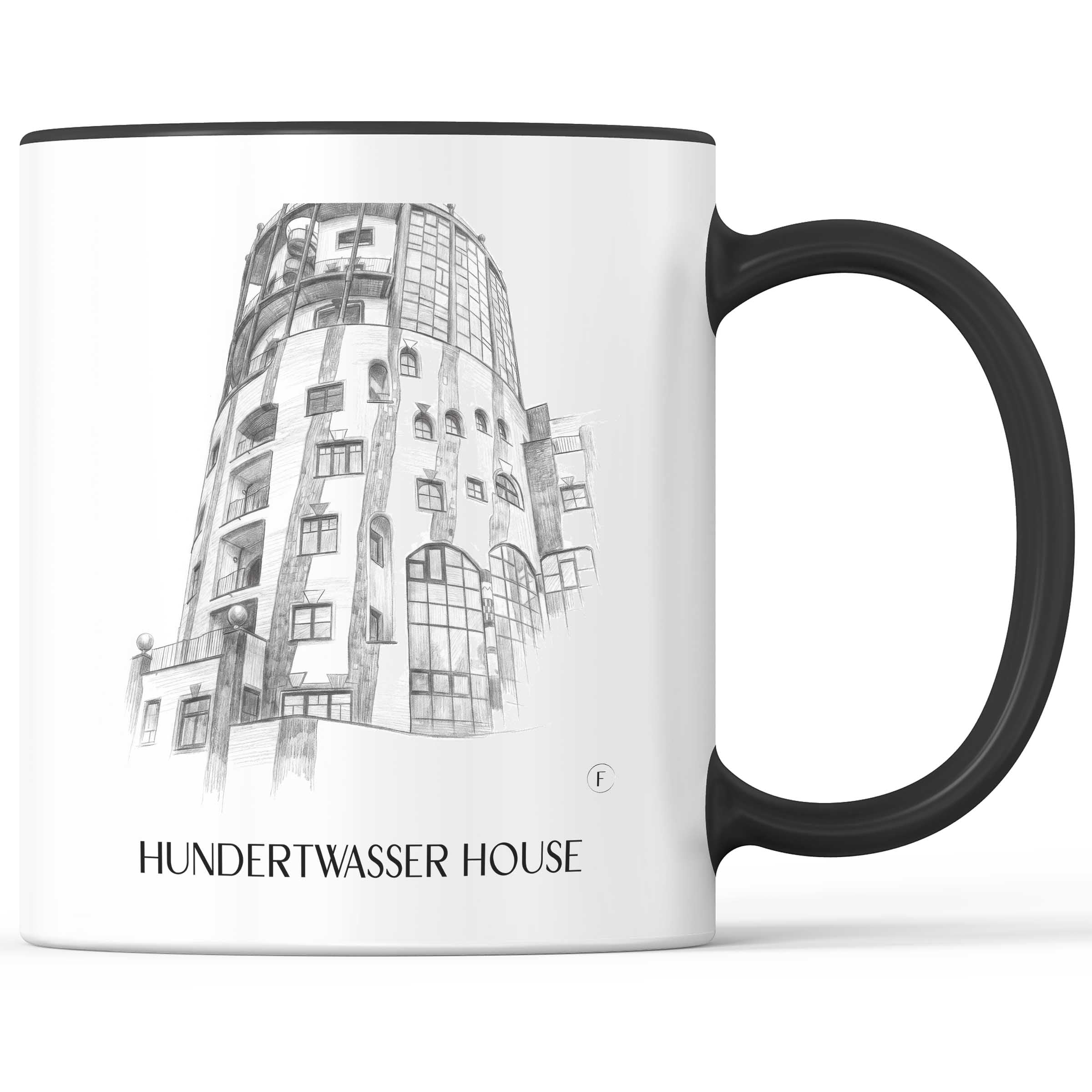 Hundertwasserhaus Kaffeebecher - Magdeburg - Deutschland Becher - Kaffeetasse im Zeichnung Stil