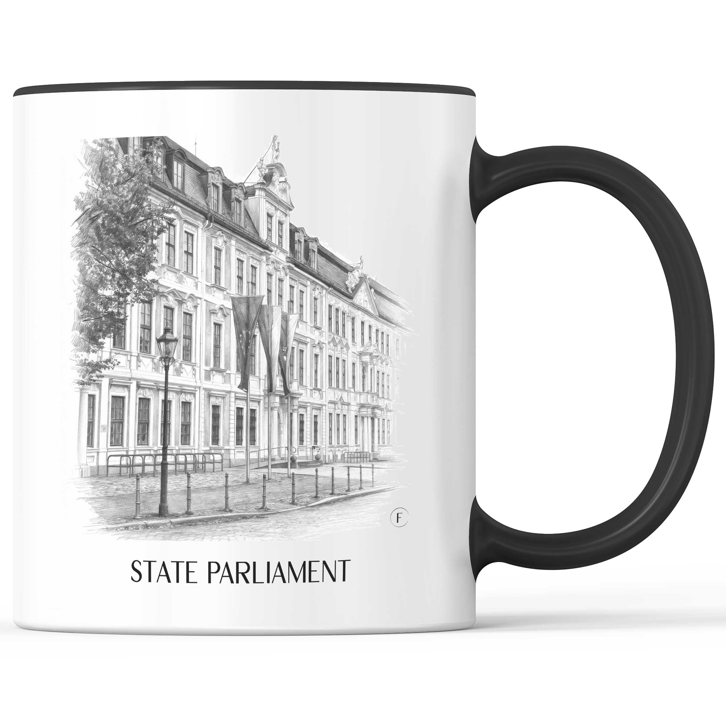 Landtag Kaffeebecher - Magdeburg - Deutschland Becher - Kaffeetasse im Zeichnung Stil