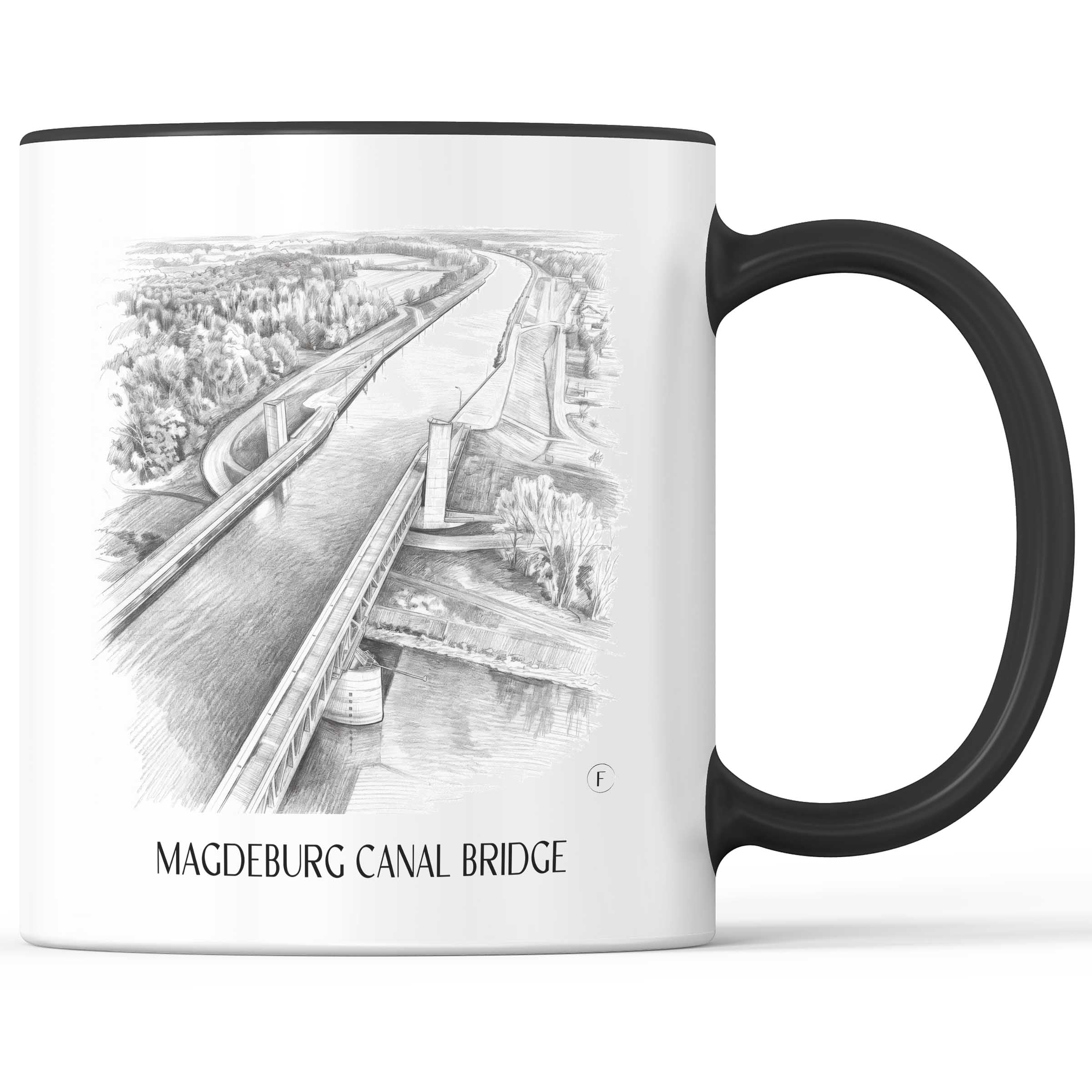 Kanalbrücke Magdeburg Kaffeebecher - Sachsen-Anhalt - Deutschland Becher - Kaffeetasse im Zeichnung Stil
