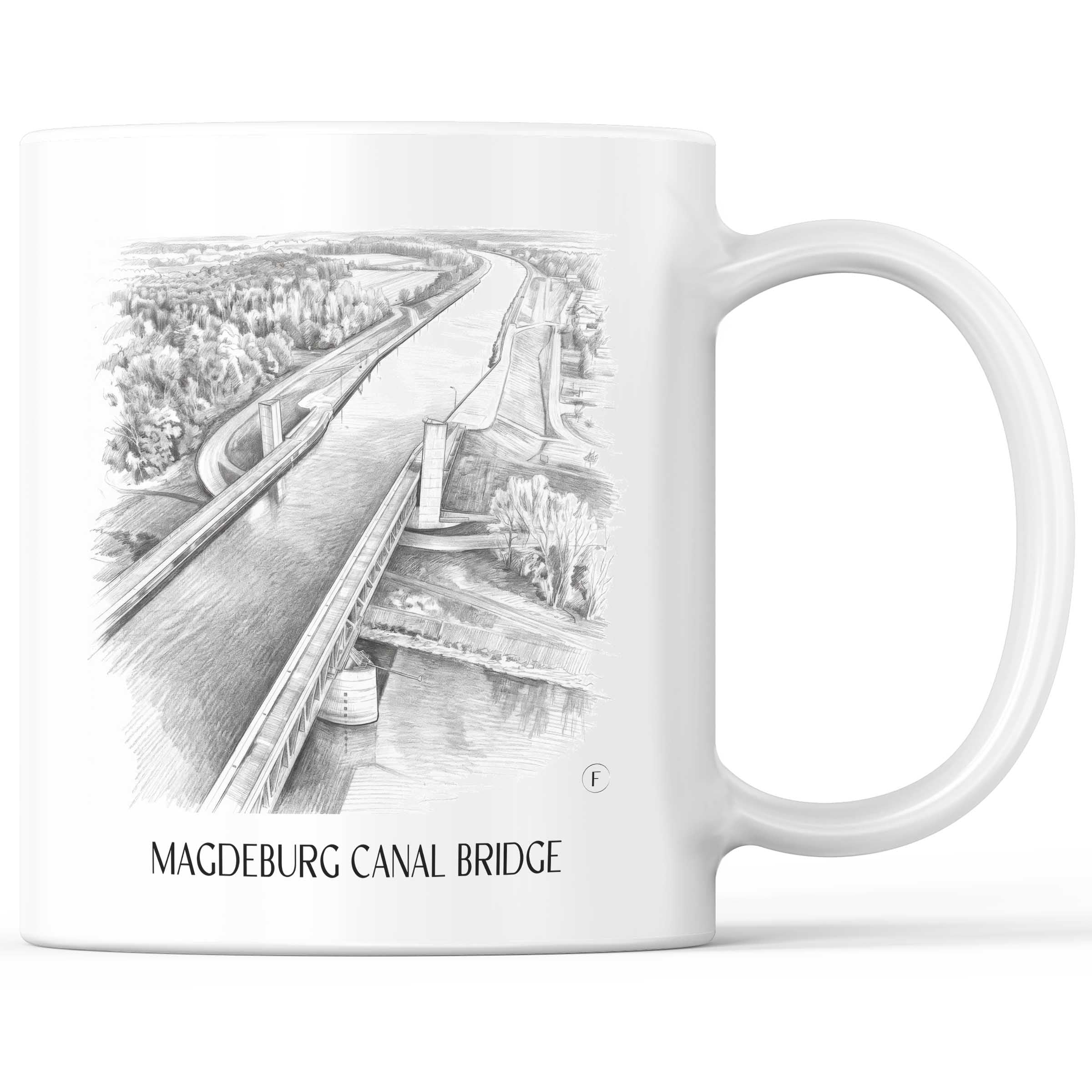 Kanalbrücke Magdeburg Kaffeebecher - Sachsen-Anhalt - Deutschland Becher - Kaffeetasse im Zeichnung Stil