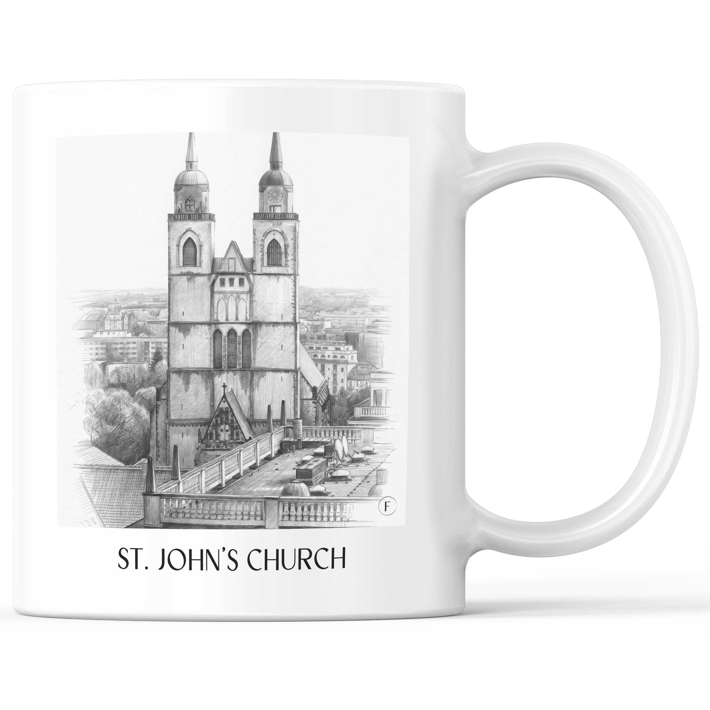 Johanniskirche Kaffeebecher - Magdeburg - Deutschland Becher - Kaffeetasse im Zeichnung Stil