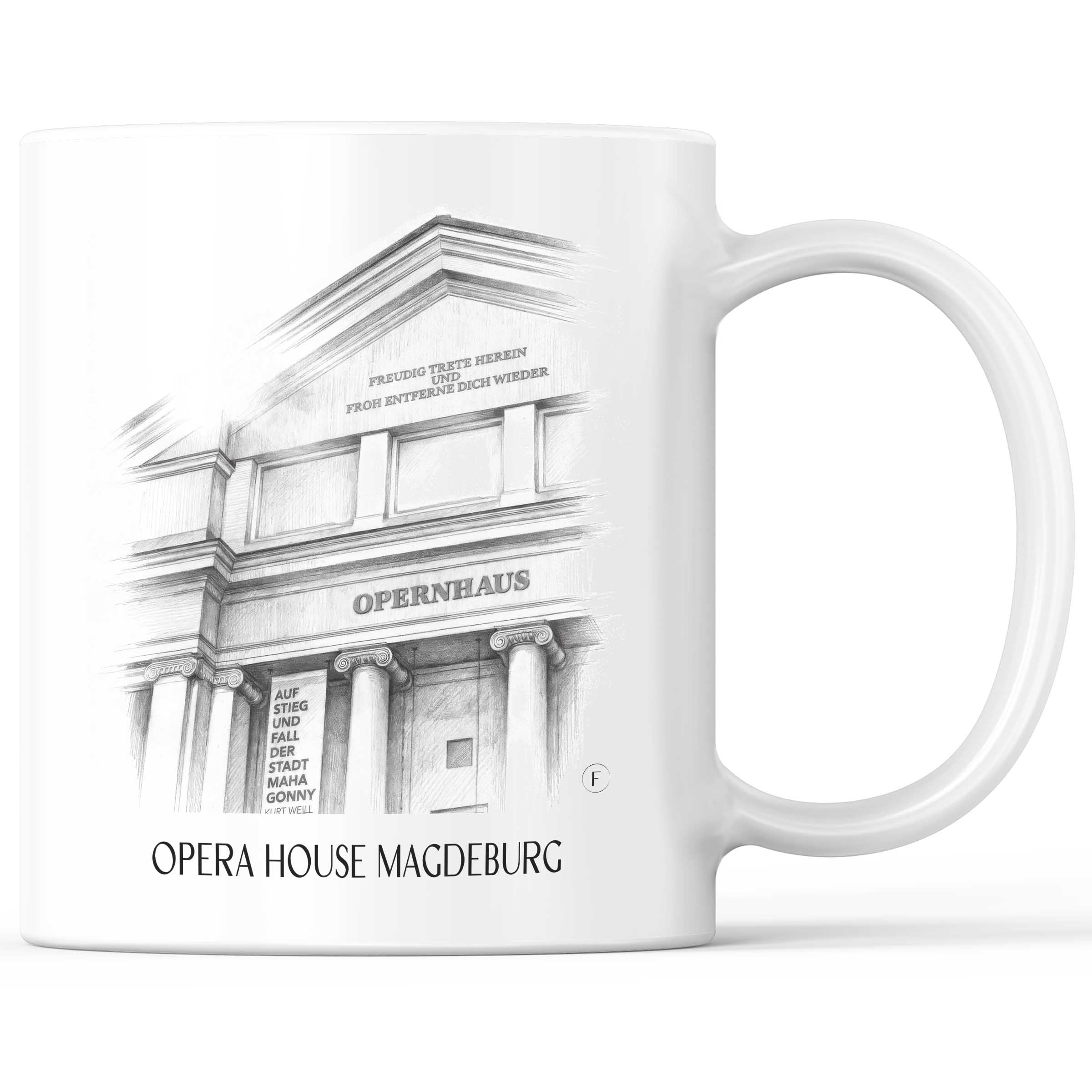 Opernhaus Kaffeebecher - Magdeburg - Deutschland Becher - Kaffeetasse im Zeichnung Stil