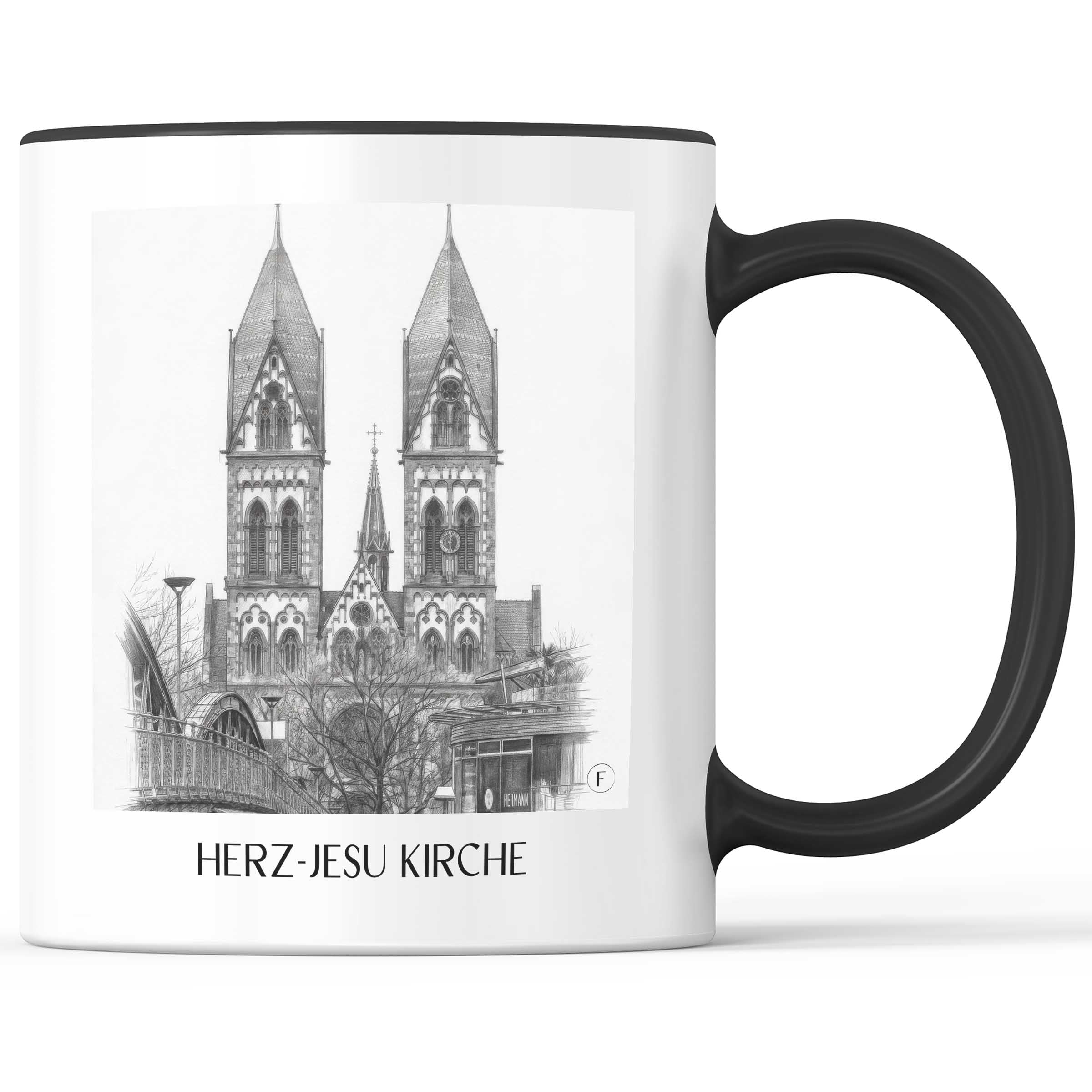 herz-jesu-kirche-freiburg-deutschland-kaffeebecher-bleistift-zeichnung-drawing