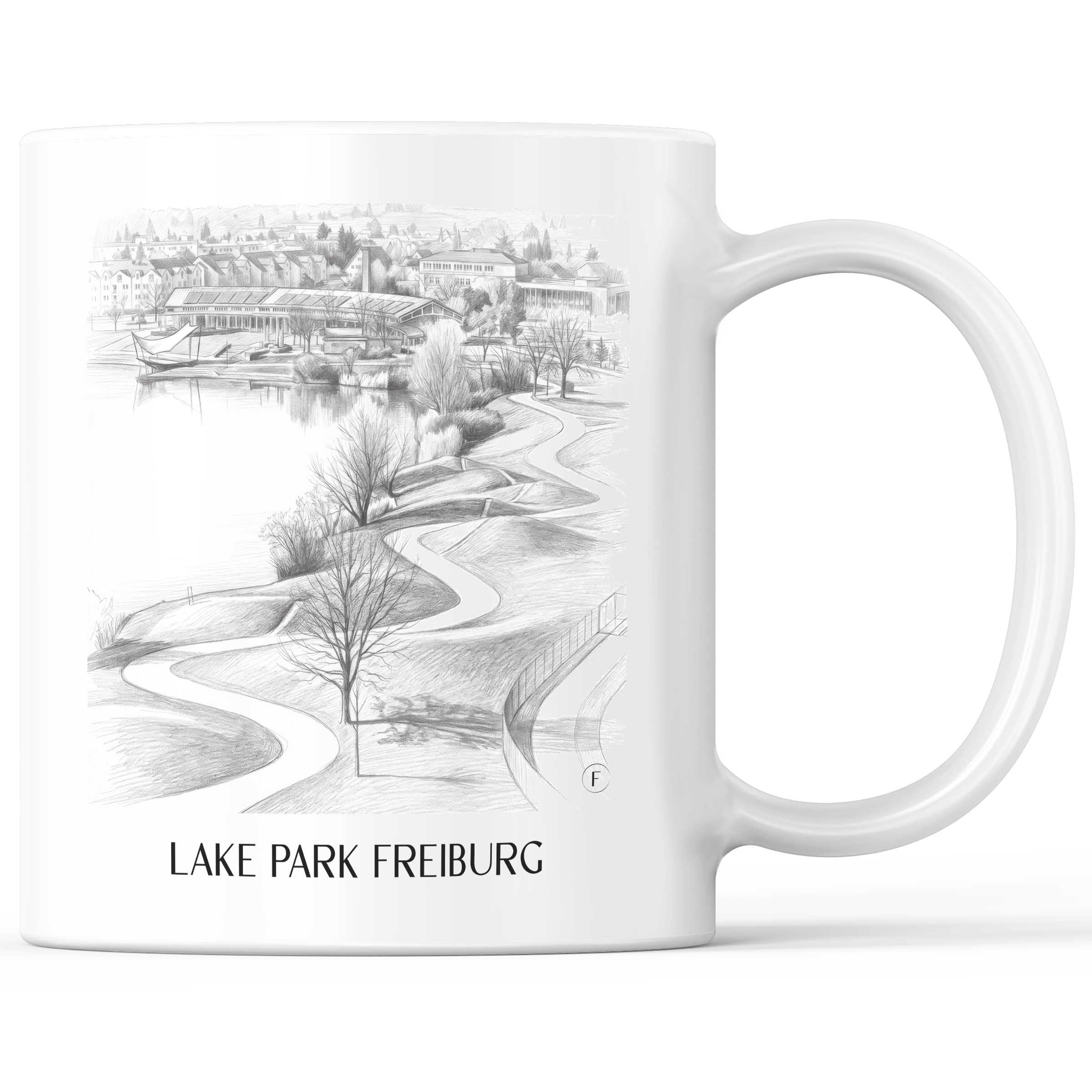 Seepark Kaffeebecher - Freiburg - Deutschland Becher - Kaffeetasse im Zeichnung Stil