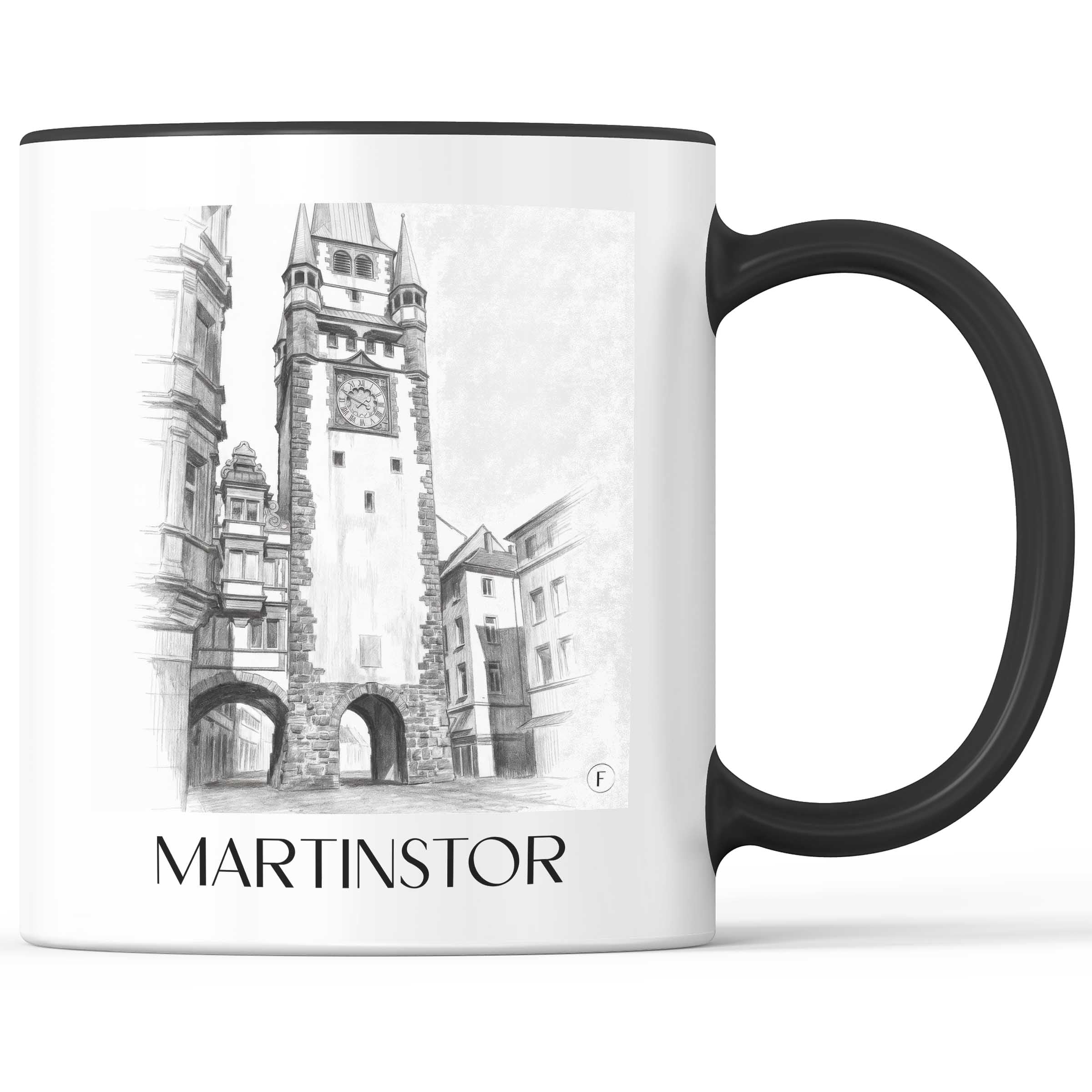 Martinstor Kaffeebecher - Freiburg - Deutschland Becher - Kaffeetasse im Zeichnung Stil