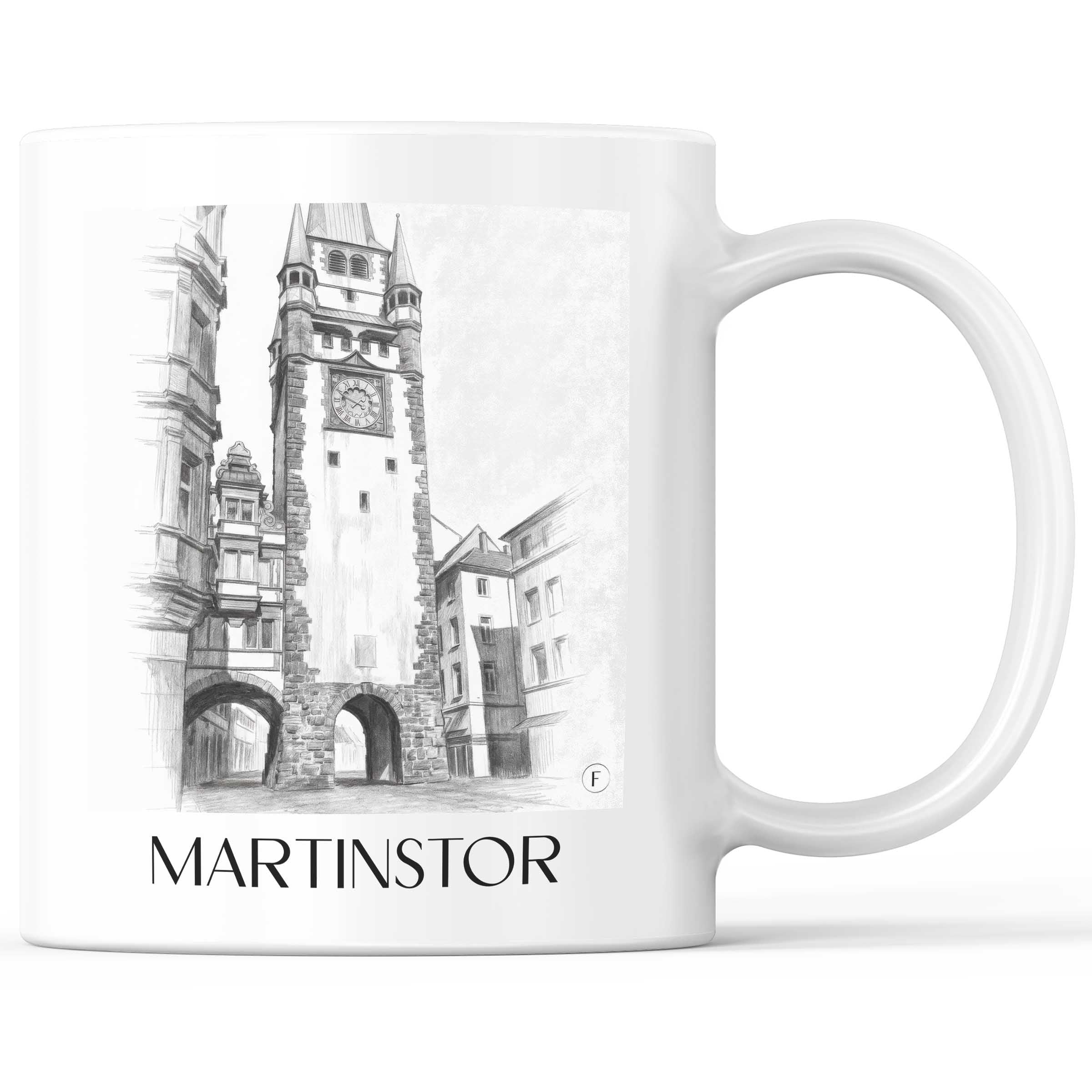 Martinstor Kaffeebecher - Freiburg - Deutschland Becher - Kaffeetasse im Zeichnung Stil