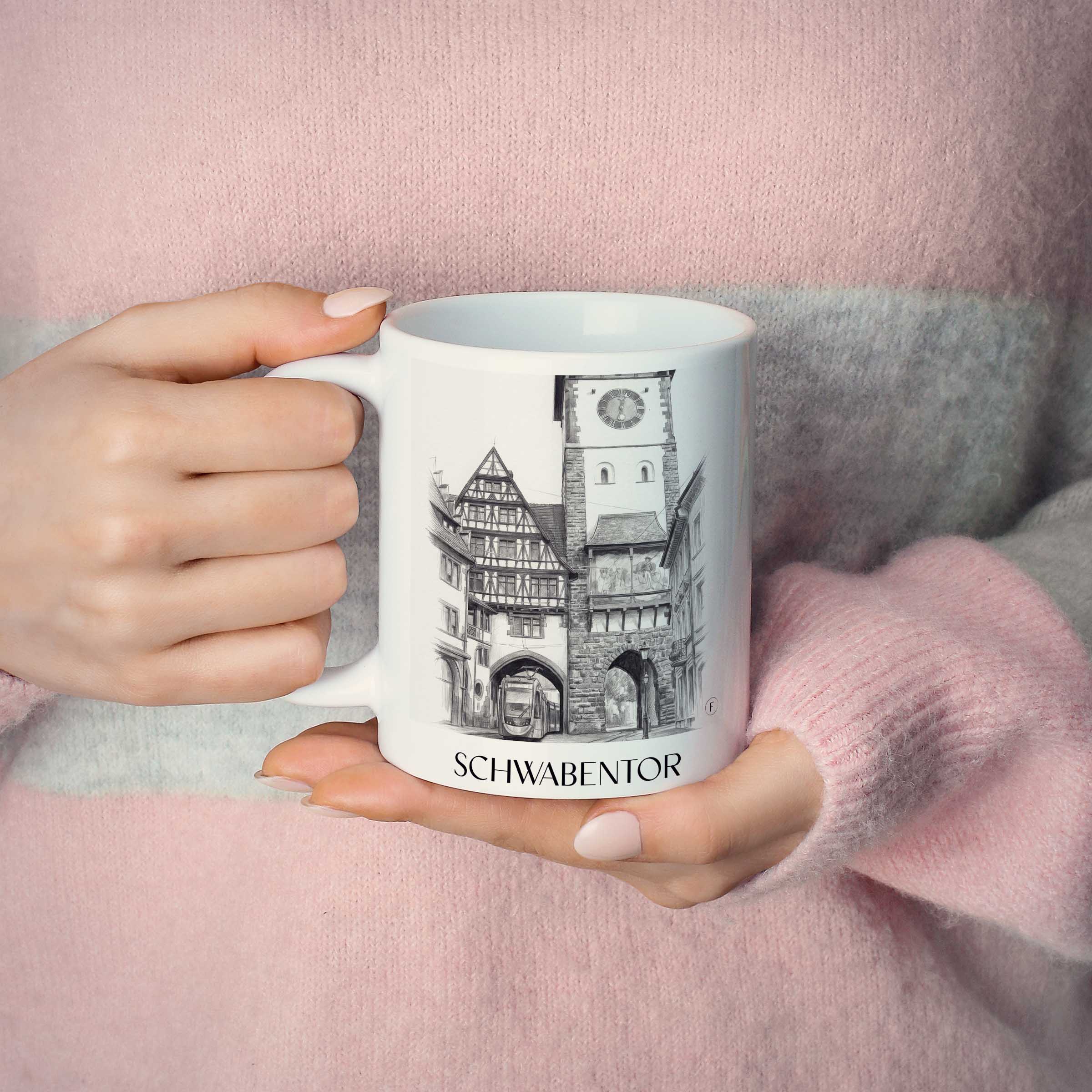schwabentor-freiburg-deutschland-kaffeebecher-bleistift-zeichnung-drawing