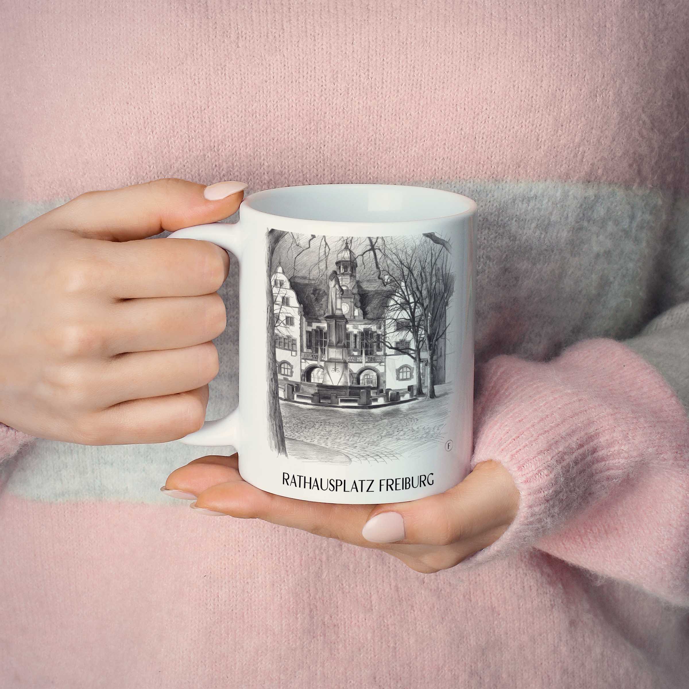 rathausplatz-freiburg-deutschland-kaffeebecher-bleistift-zeichnung-drawing