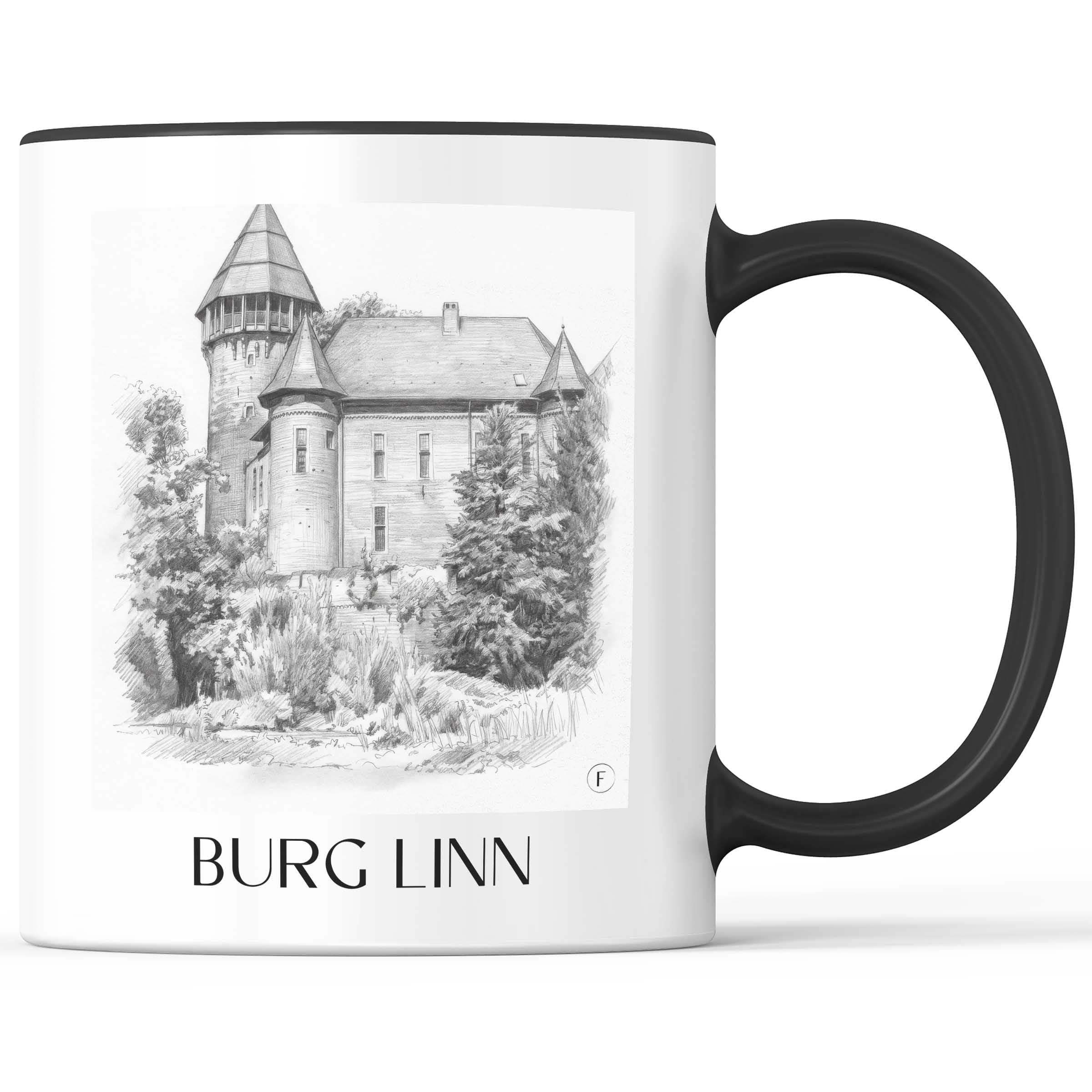 burg-linn-krefeld-deutschland-kaffeebecher-bleistift-zeichnung-drawing