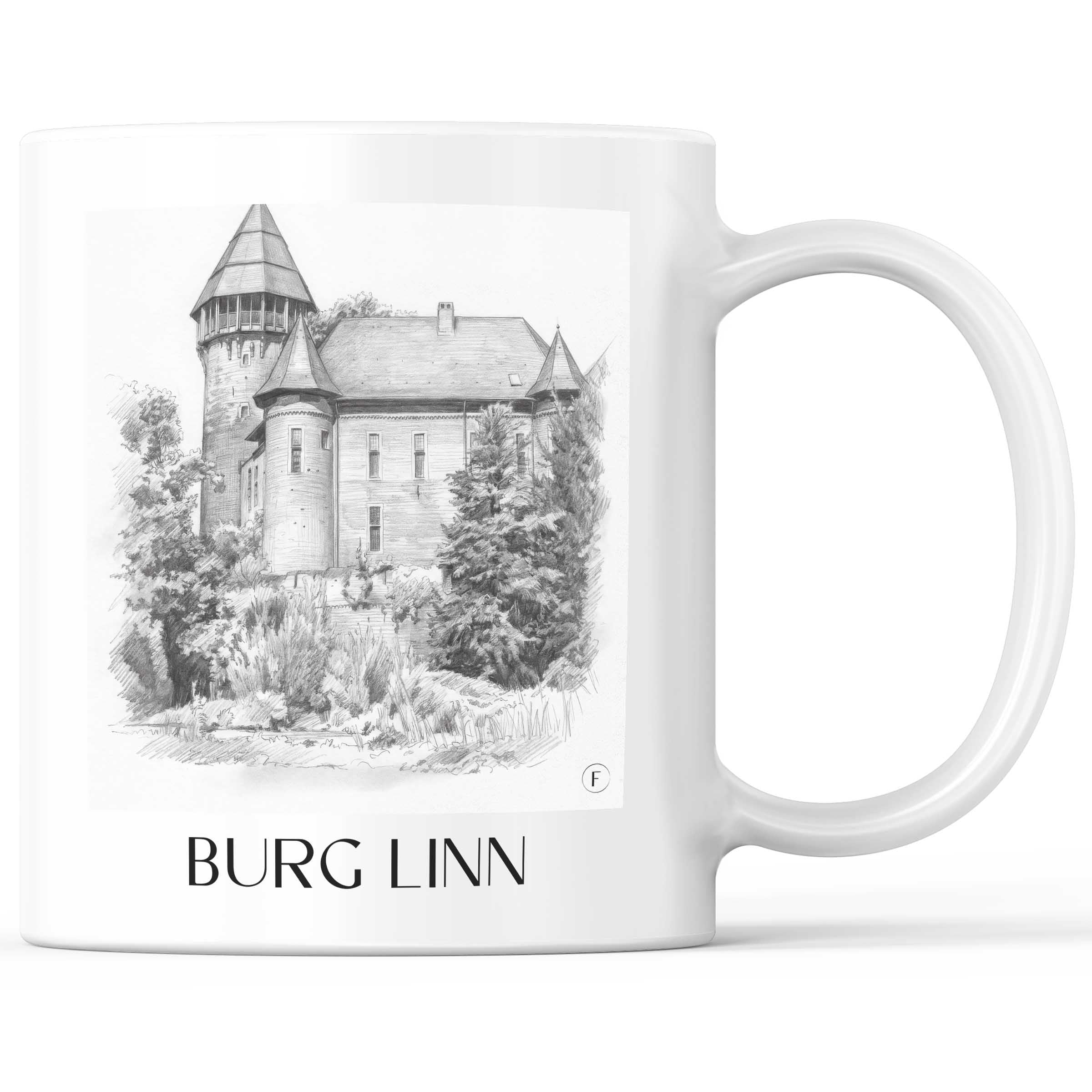 burg-linn-krefeld-deutschland-kaffeebecher-bleistift-zeichnung-drawing