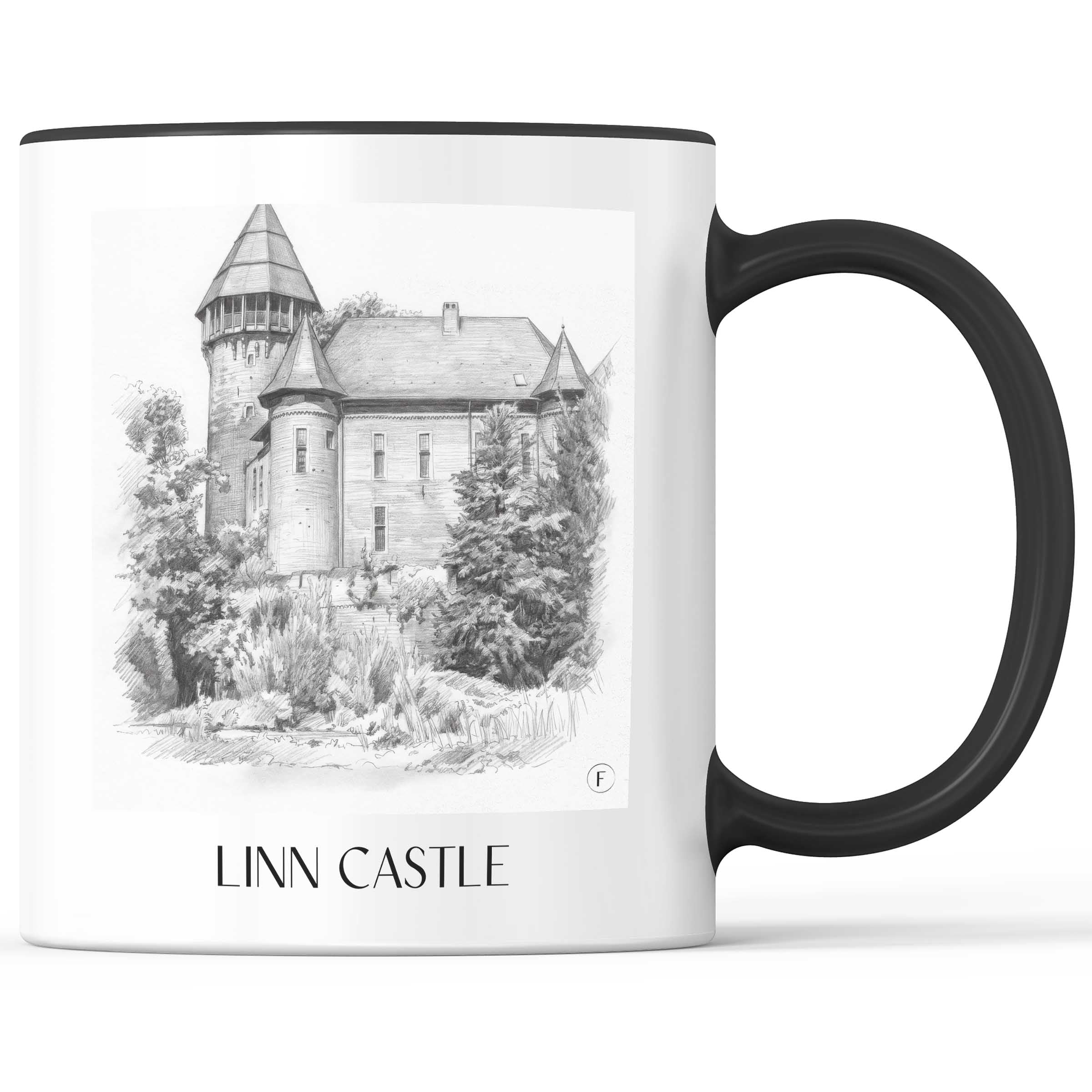 Burg Linn Kaffeebecher - Krefeld - Deutschland Becher - Kaffeetasse im Zeichnung Stil