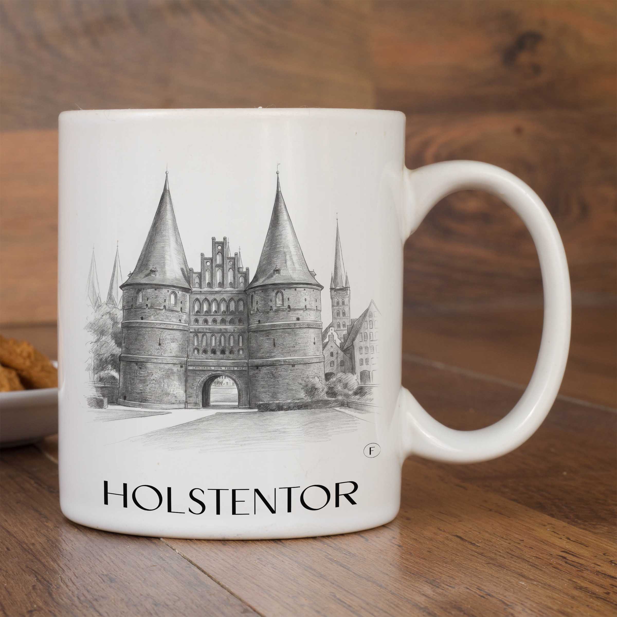 holstentor-lübeck-deutschland-kaffeebecher-bleistift-zeichnung-drawing
