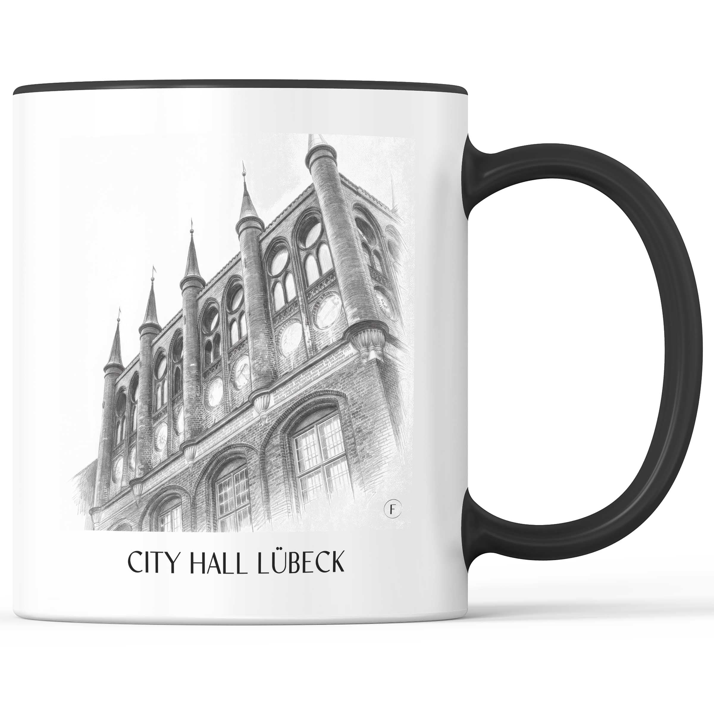 Rathaus Kaffeebecher - Lübeck - Deutschland Becher - Kaffeetasse im Zeichnung Stil