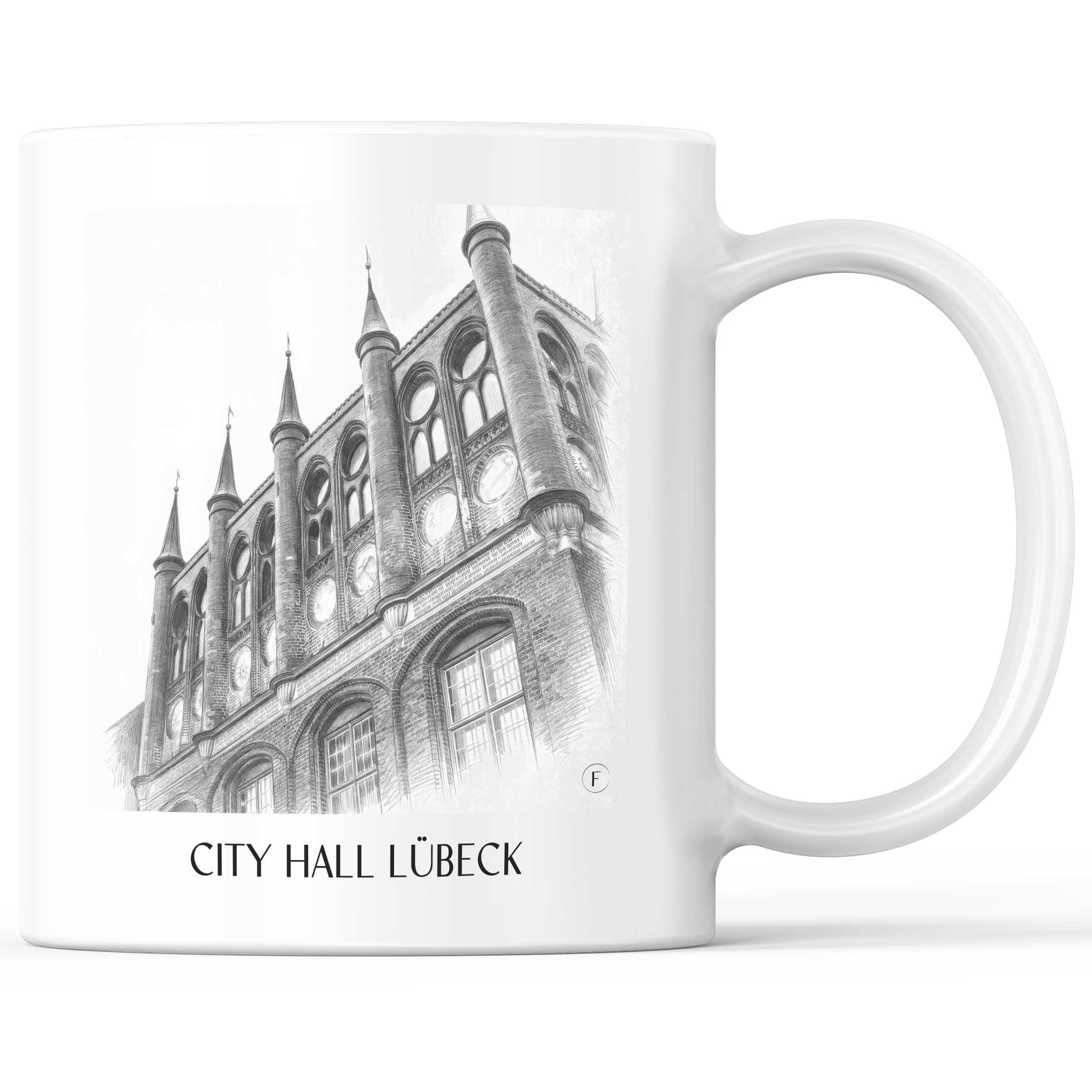 Rathaus Kaffeebecher - Lübeck - Deutschland Becher - Kaffeetasse im Zeichnung Stil