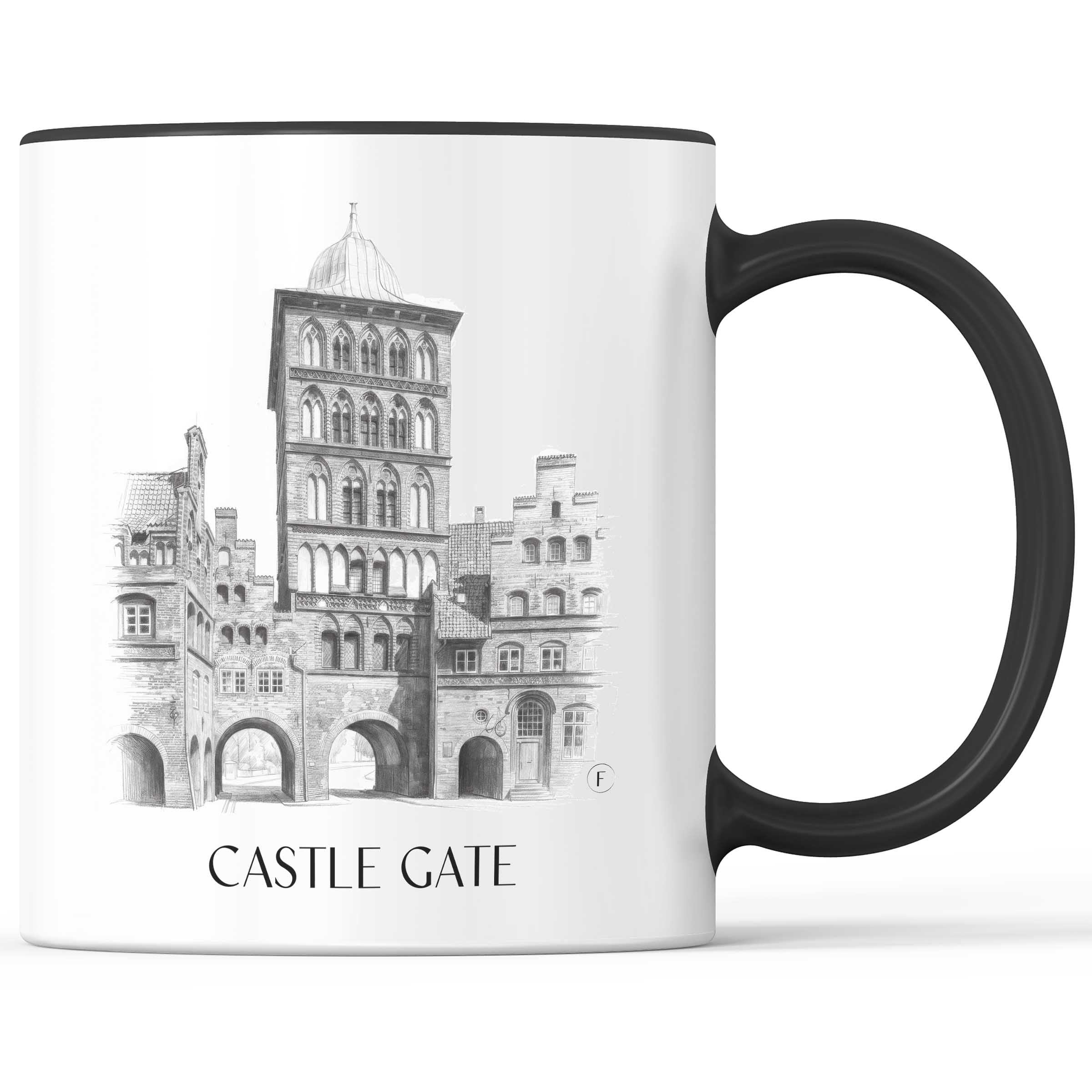 Burgtor Kaffeebecher - Lübeck - Deutschland Becher - Kaffeetasse im Zeichnung Stil