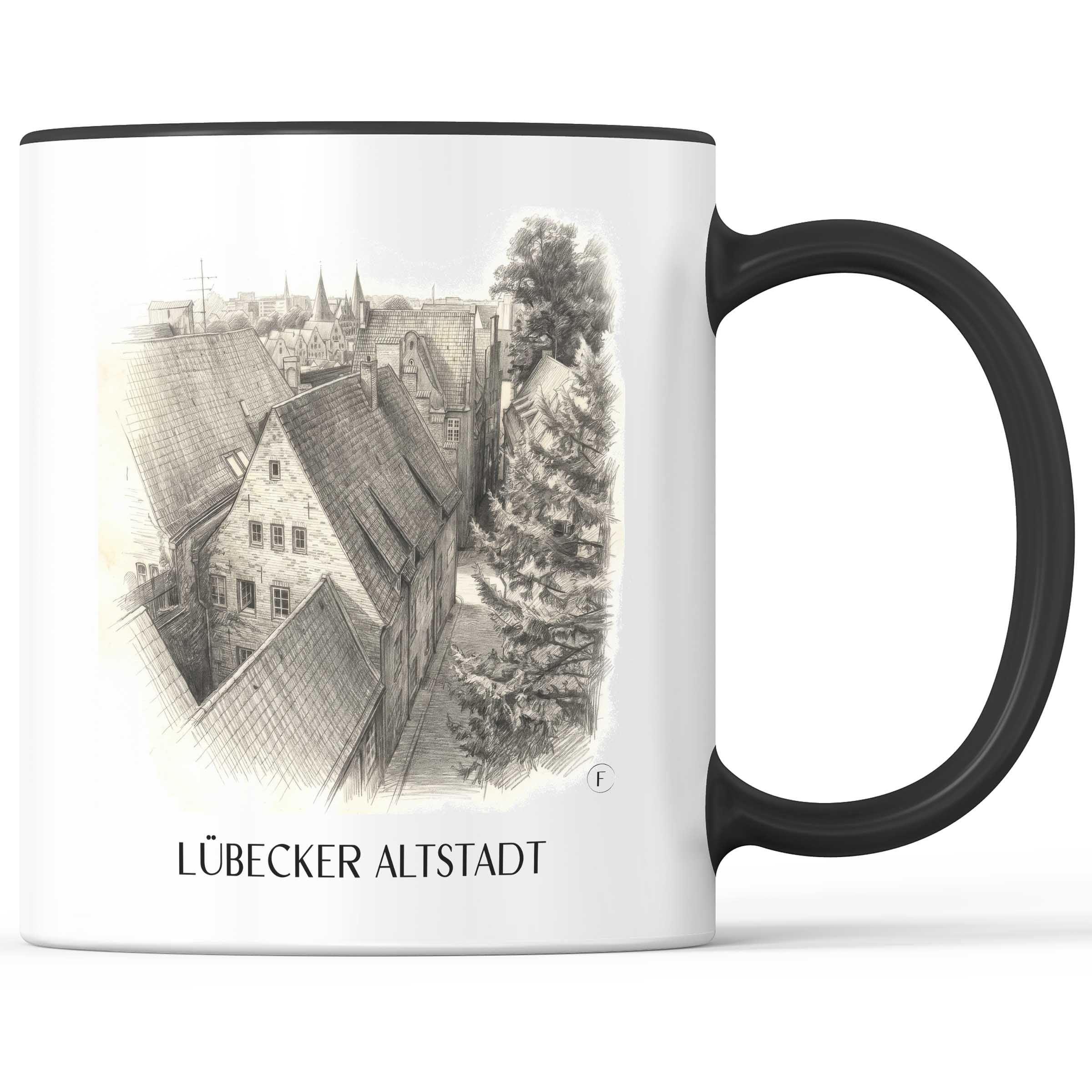 altstadt-lübeck-deutschland-kaffeebecher-bleistift-zeichnung-drawing