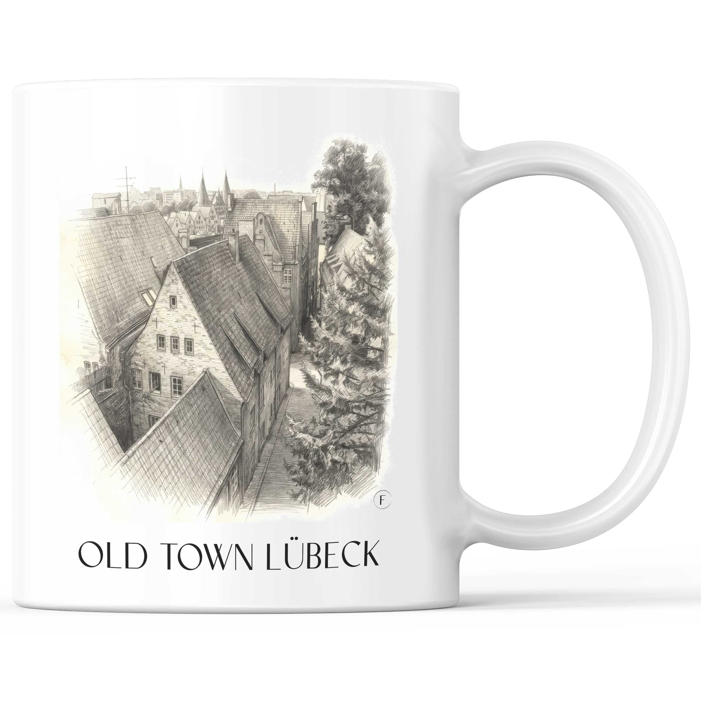 Altstadt Kaffeebecher - Lübeck - Deutschland Becher - Kaffeetasse im Zeichnung Stil