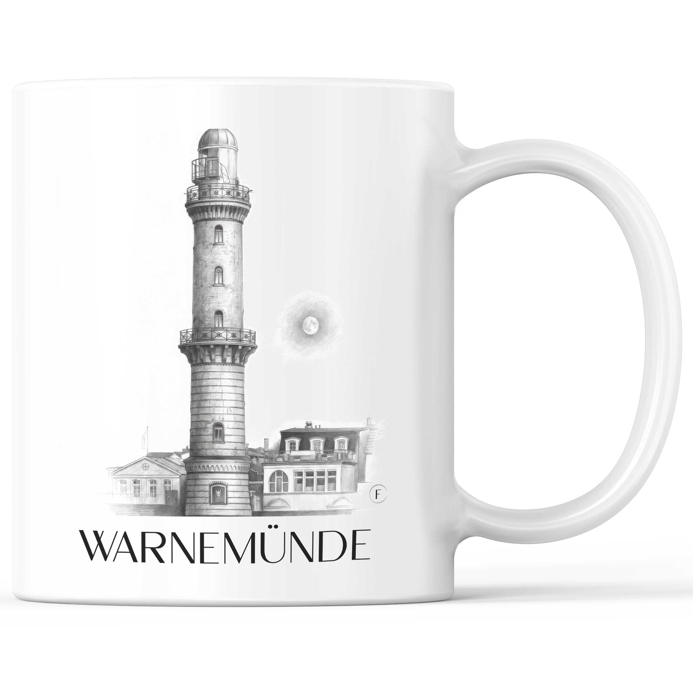 Warnemünde Kaffeebecher - Rostock - Deutschland Becher - Kaffeetasse im Zeichnung Stil