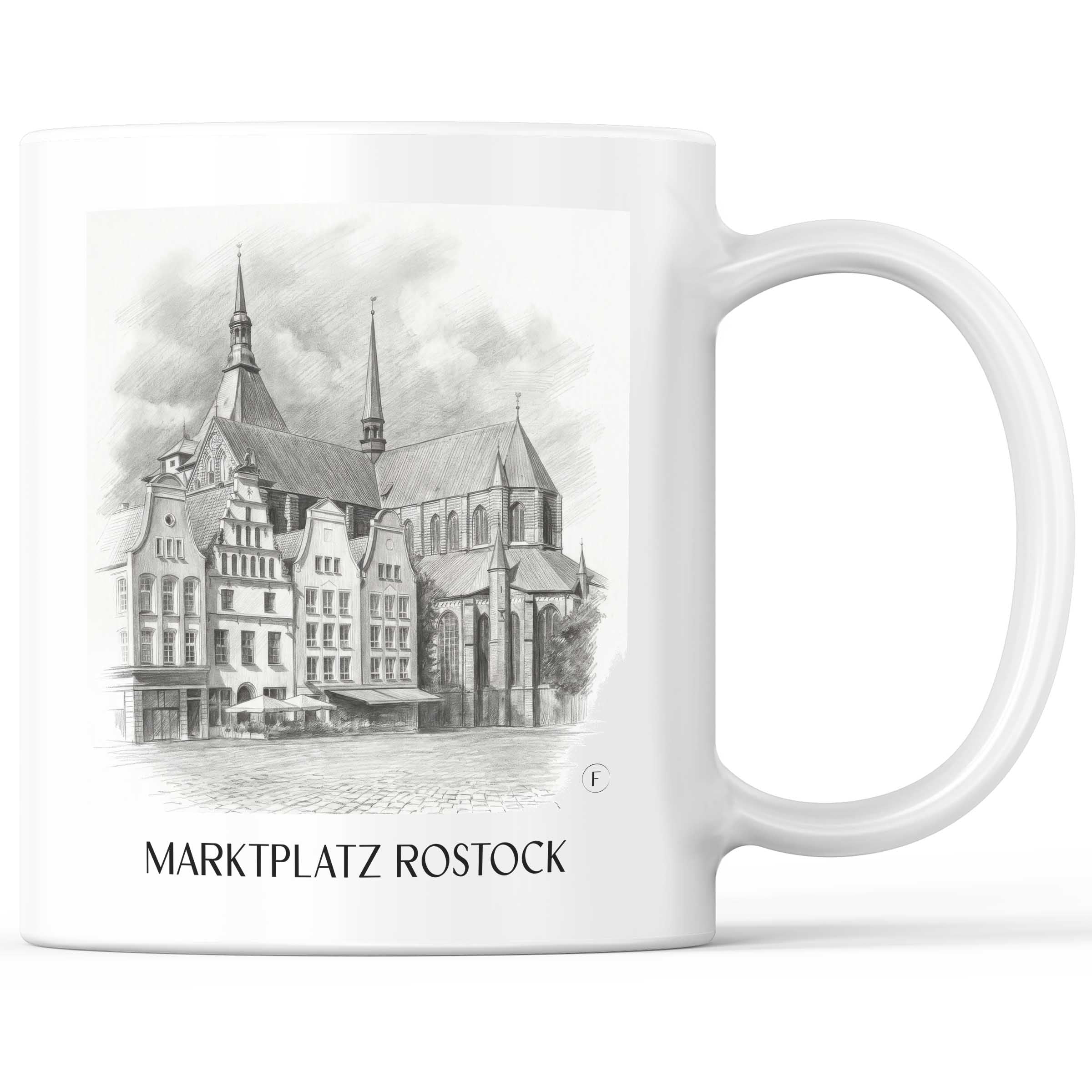 marktplatz-rostock-deutschland-kaffeebecher-bleistift-zeichnung-drawing