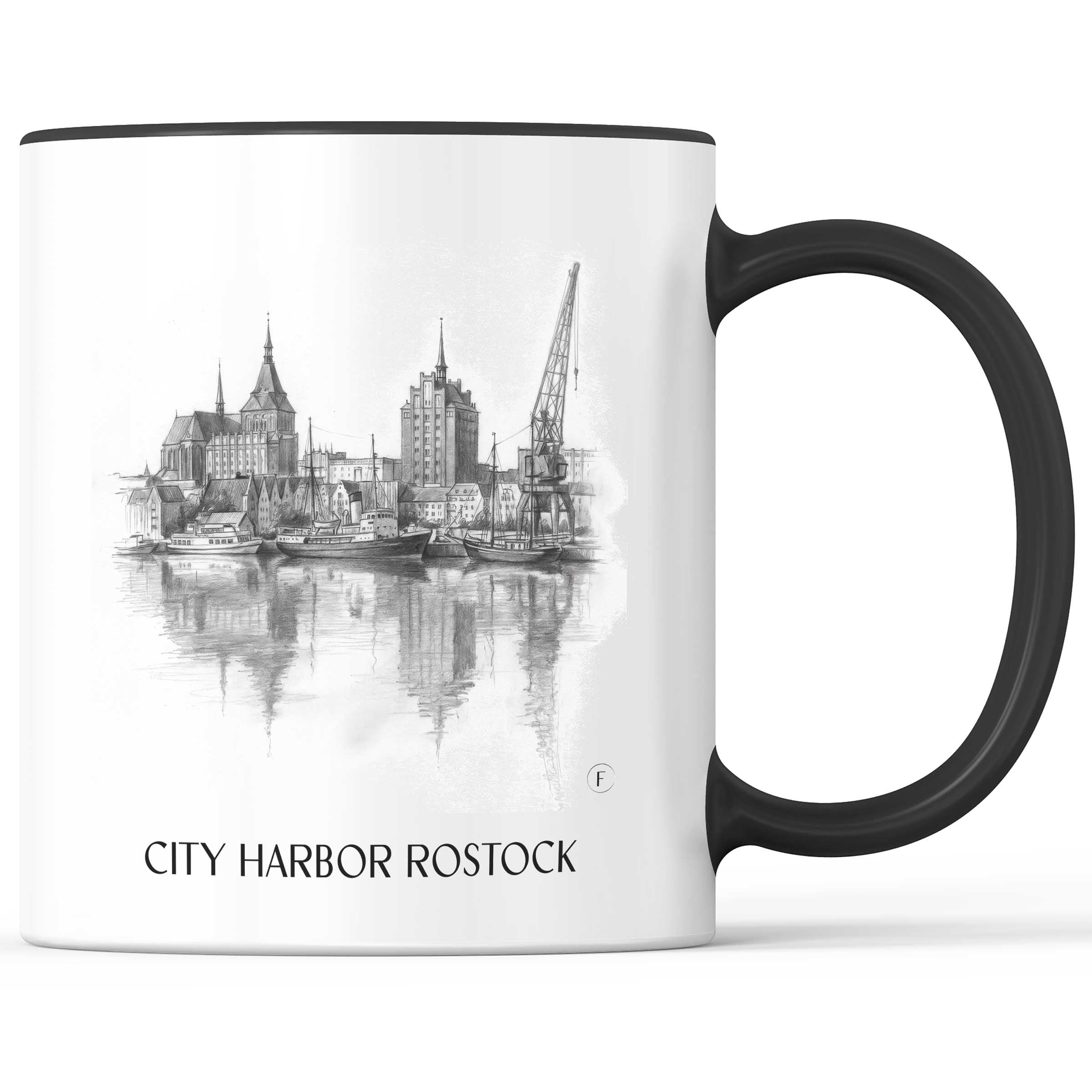 Stadthafen Kaffeebecher - Rostock - Deutschland Becher - Kaffeetasse im Zeichnung Stil