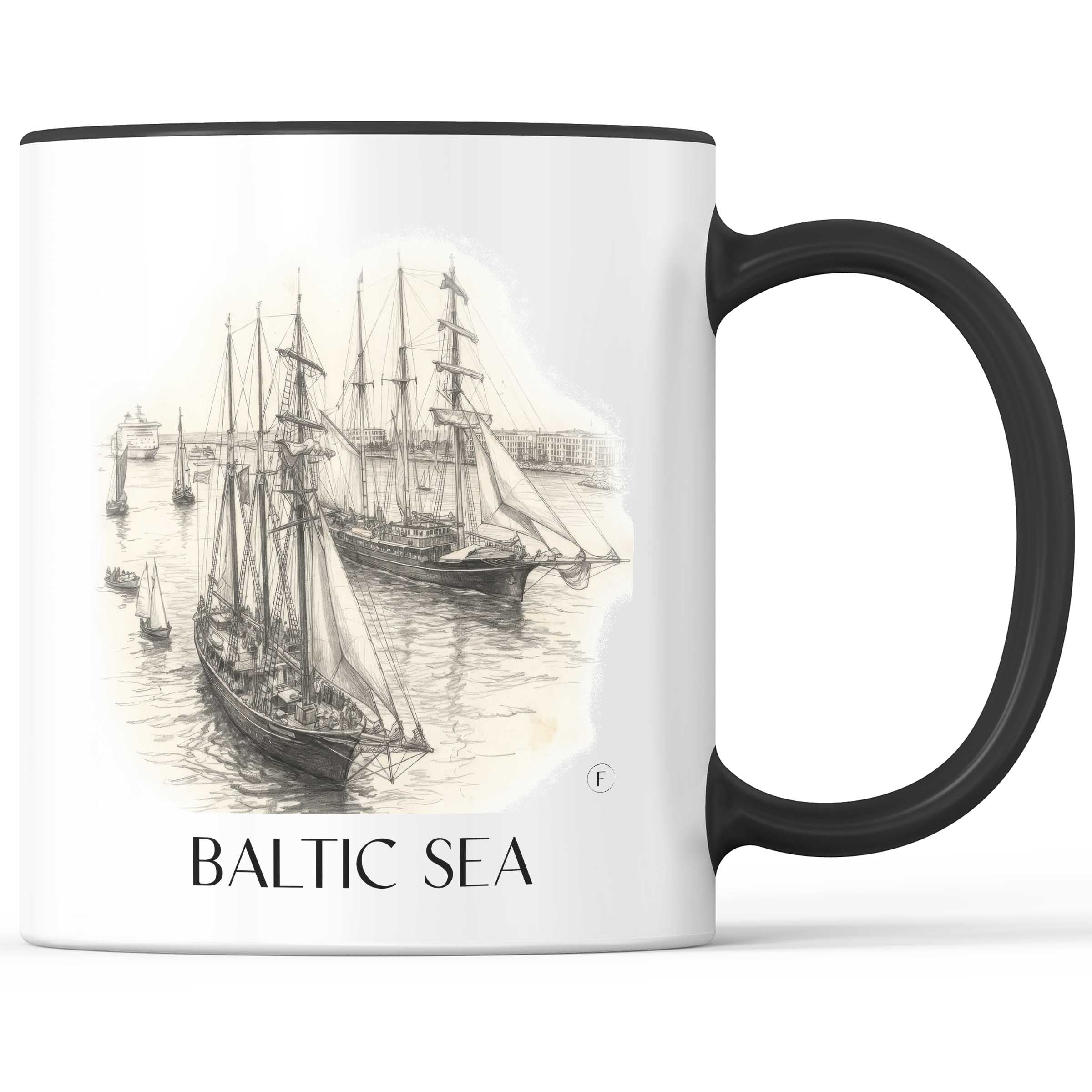 Ostsee Kaffeebecher - Rostock - Deutschland Becher - Kaffeetasse im Zeichnung Stil