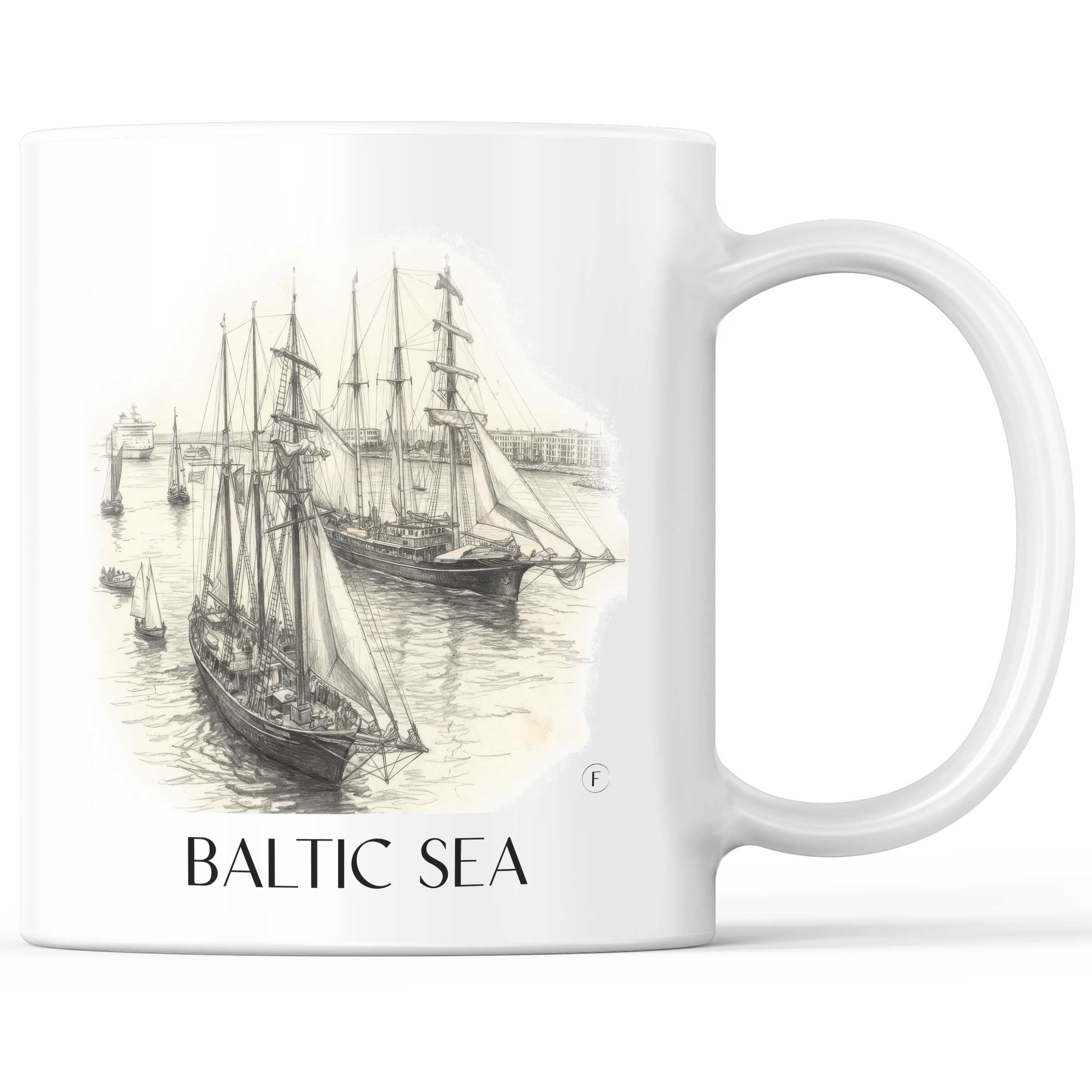 Ostsee Kaffeebecher - Rostock - Deutschland Becher - Kaffeetasse im Zeichnung Stil