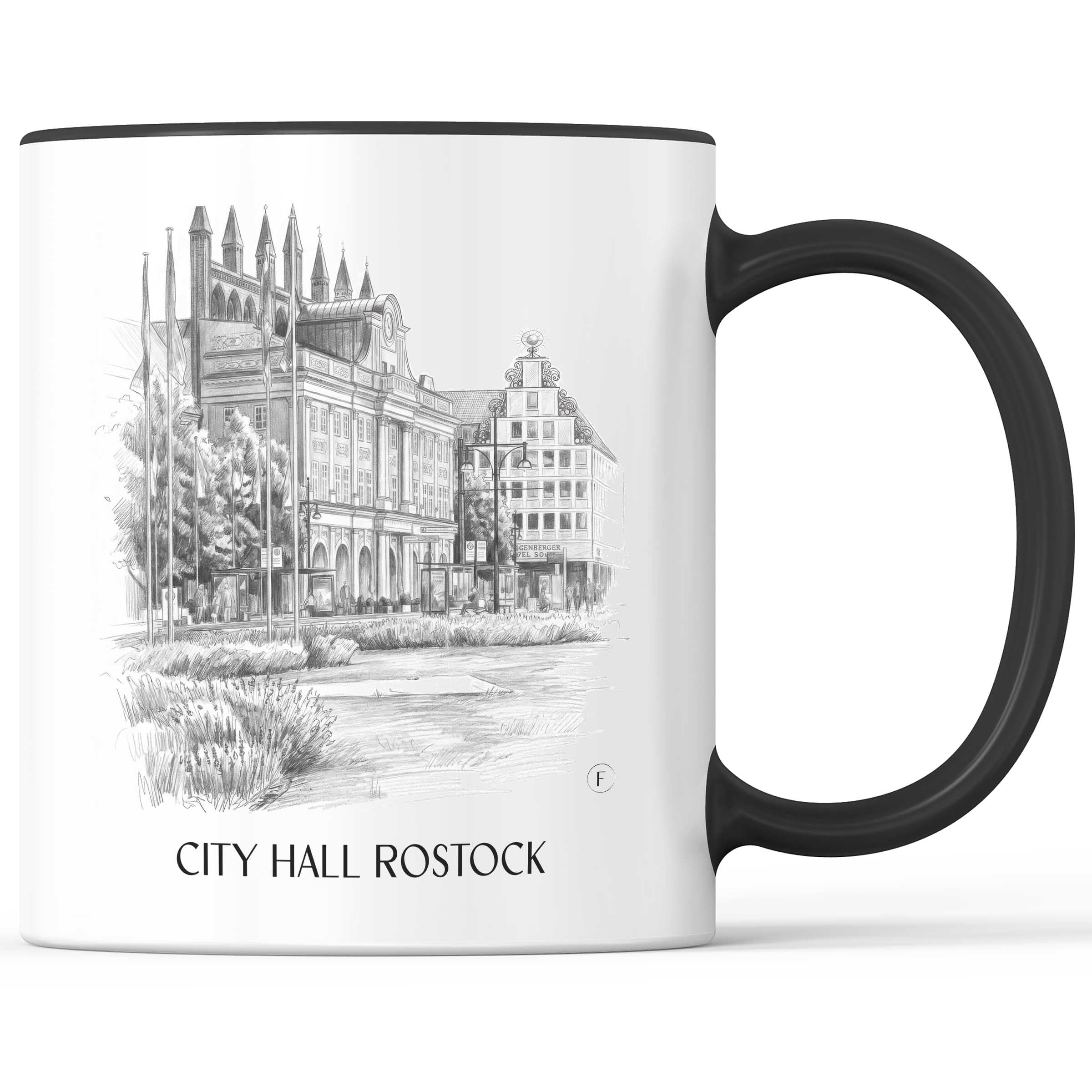 Rathaus Kaffeebecher - Rostock - Deutschland Becher - Kaffeetasse im Zeichnung Stil