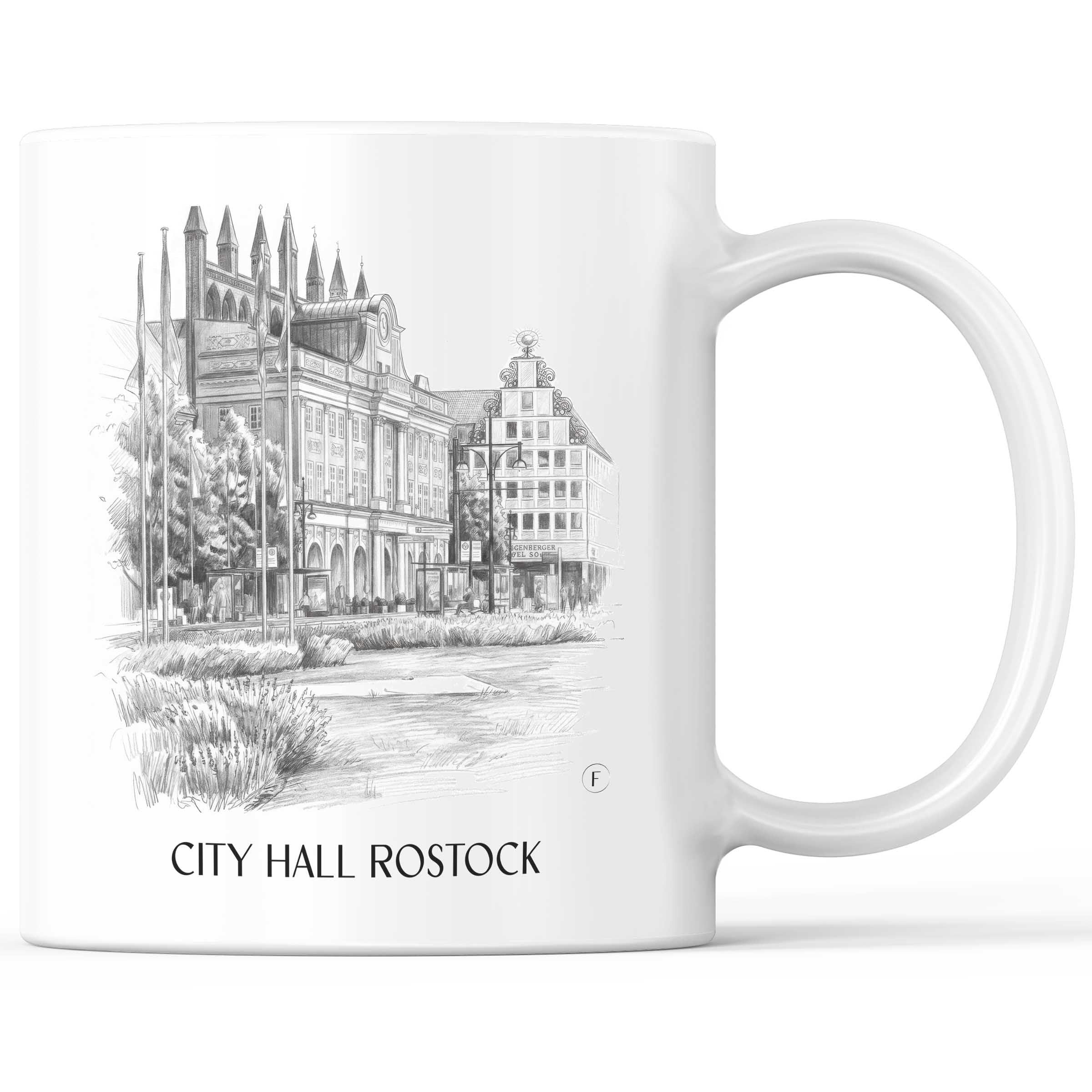Rathaus Kaffeebecher - Rostock - Deutschland Becher - Kaffeetasse im Zeichnung Stil