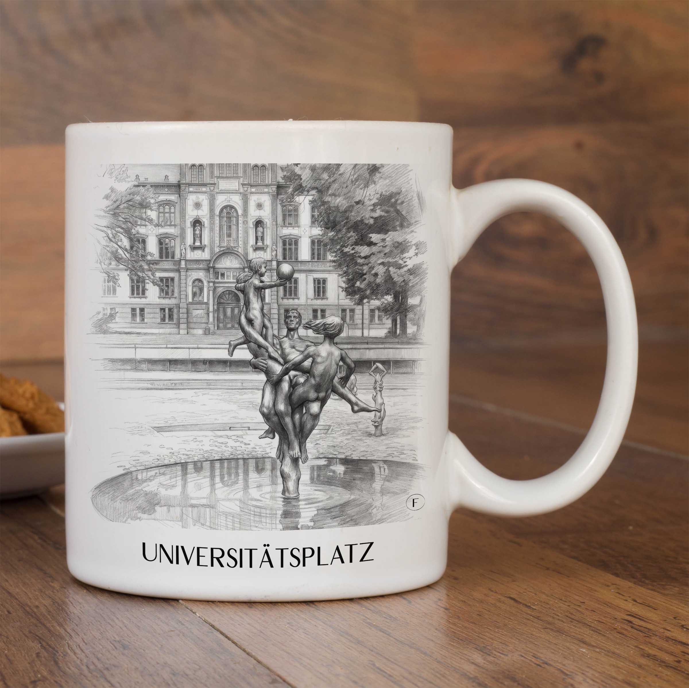 universitätsplatz-rostock-deutschland-kaffeebecher-bleistift-zeichnung-drawing