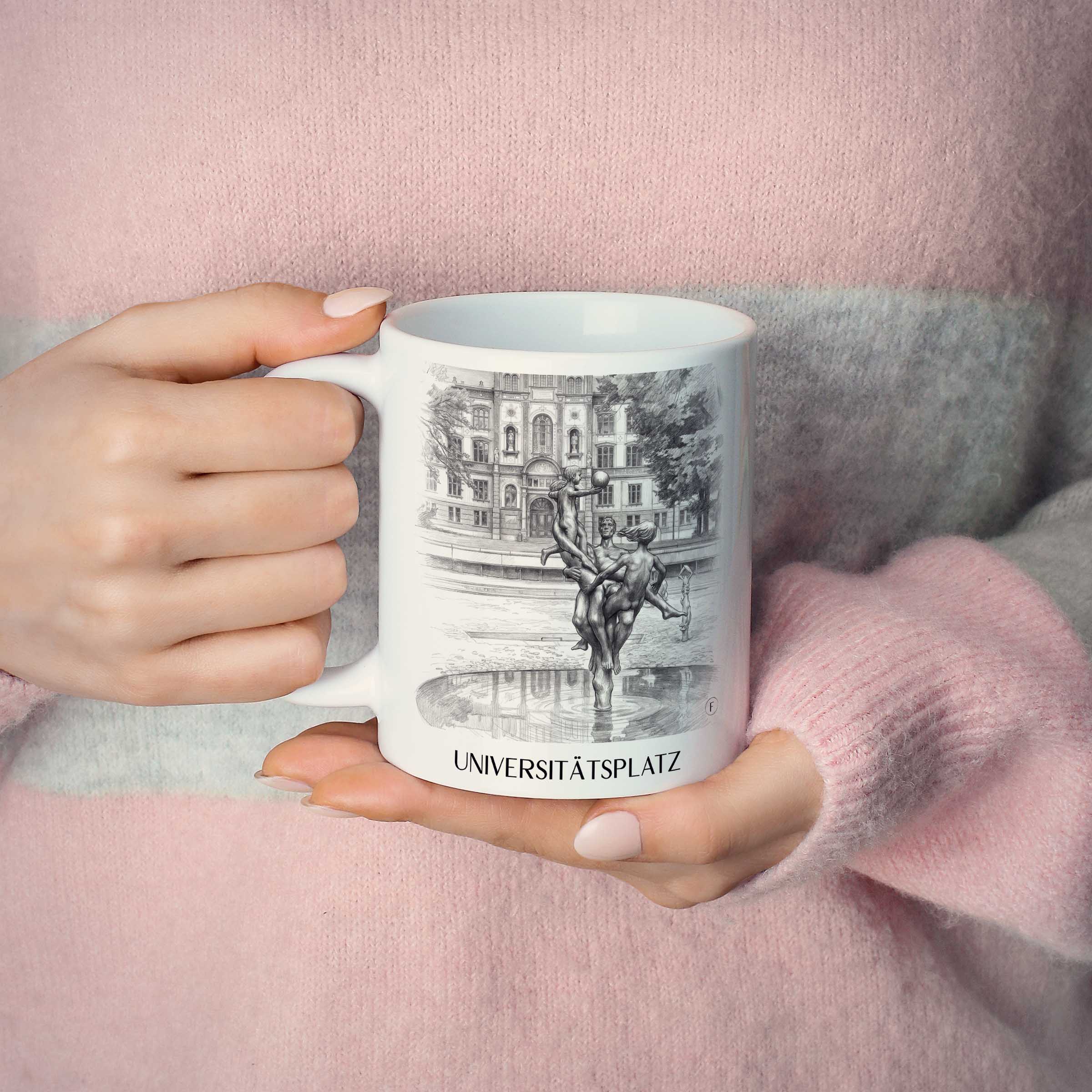 universitätsplatz-rostock-deutschland-kaffeebecher-bleistift-zeichnung-drawing