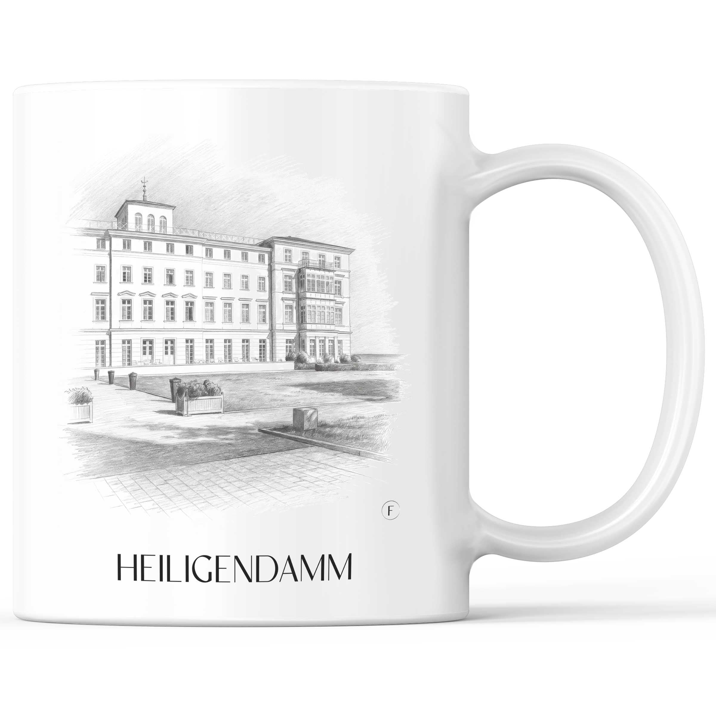 Heiligendamm Kaffeebecher - Mecklenburg - Deutschland Becher - Kaffeetasse im Zeichnung Stil