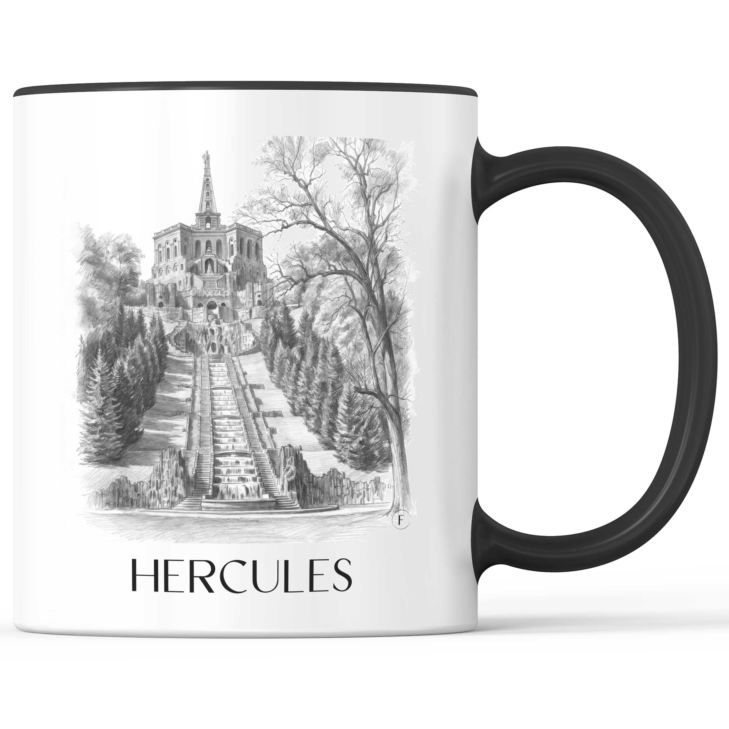 Herkules Kaffeebecher - Kassel - Deutschland Becher - Kaffeetasse im Zeichnung Stil
