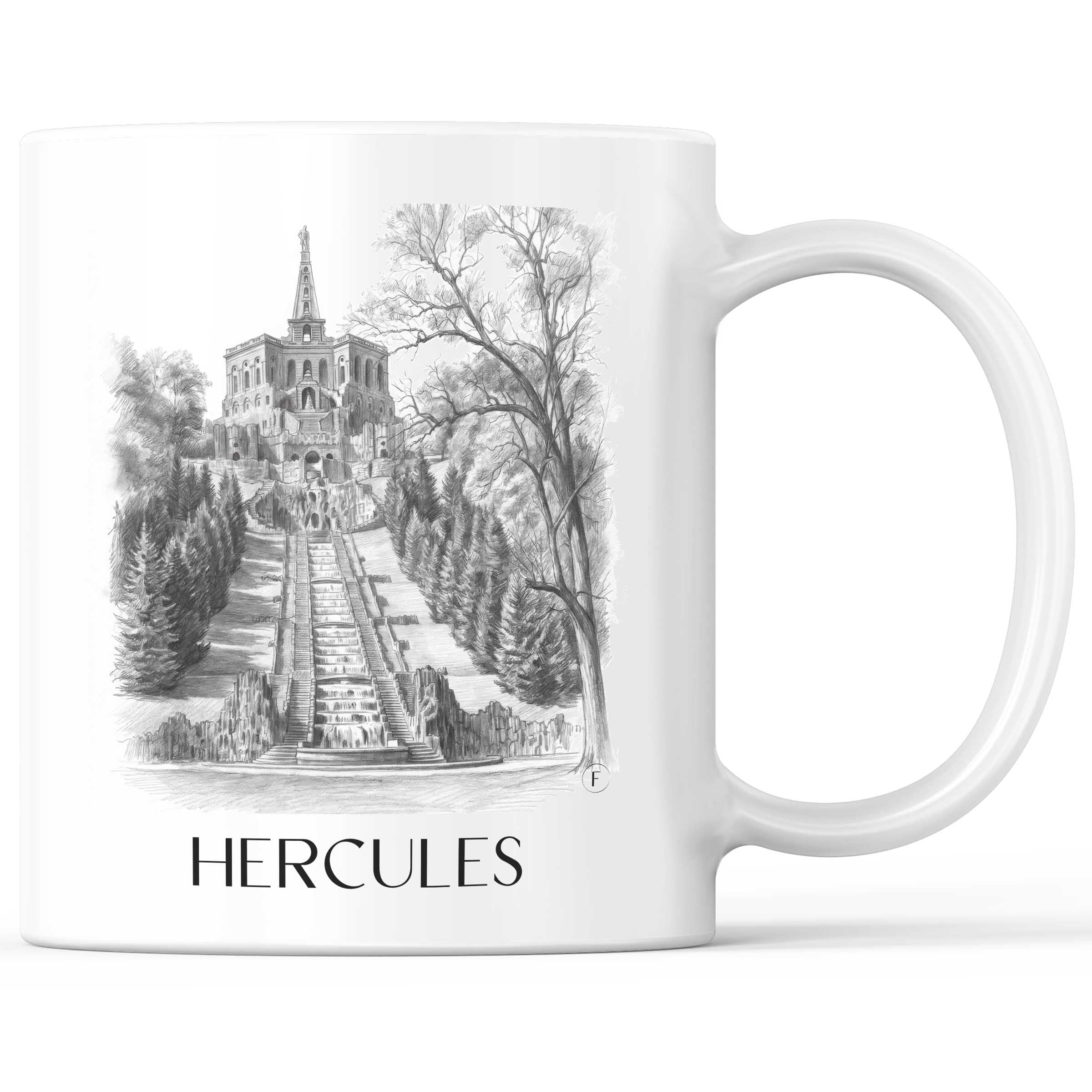 Herkules Kaffeebecher - Kassel - Deutschland Becher - Kaffeetasse im Zeichnung Stil