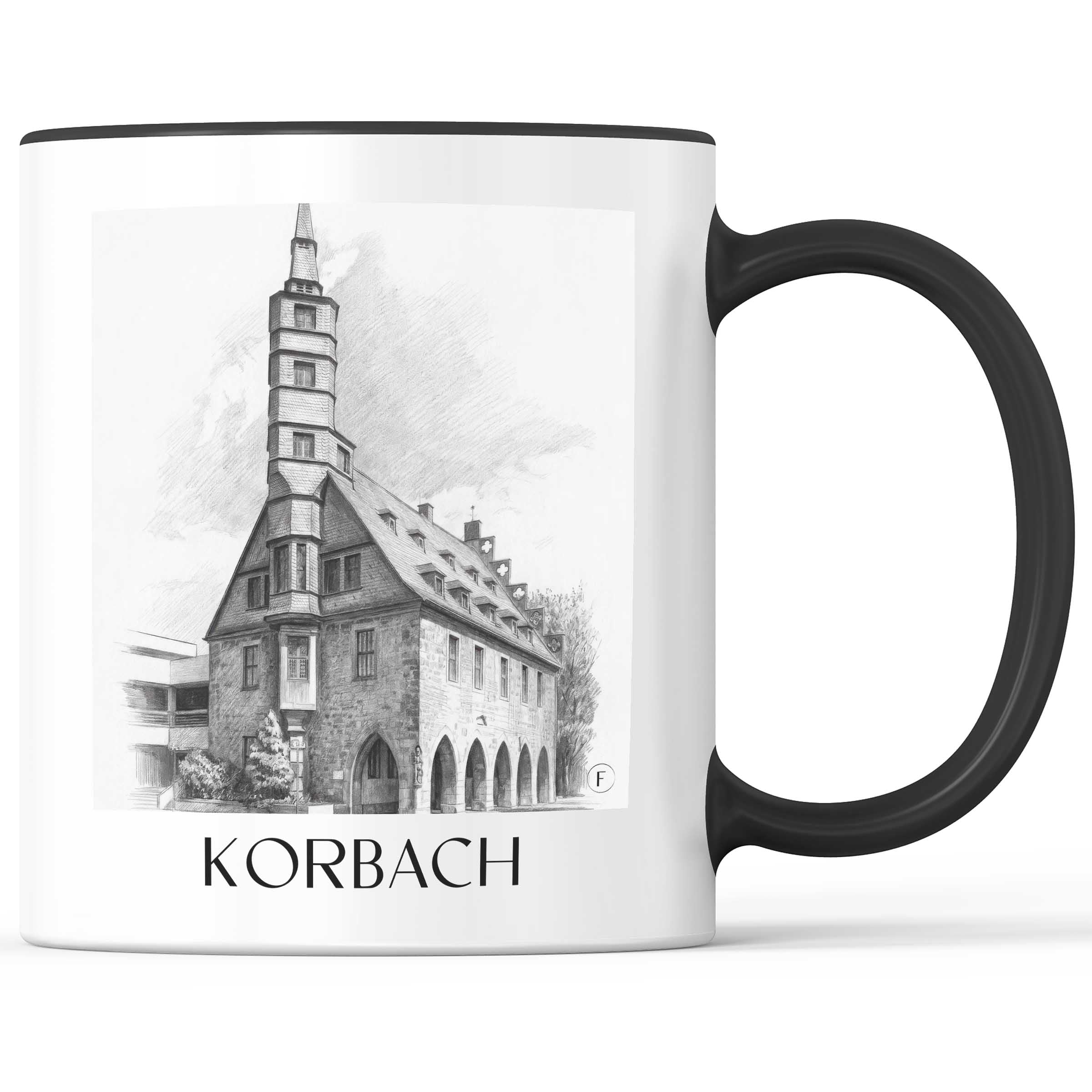 Korbach Kaffeebecher - Hessen - Deutschland Becher - Kaffeetasse im Zeichnung Stil