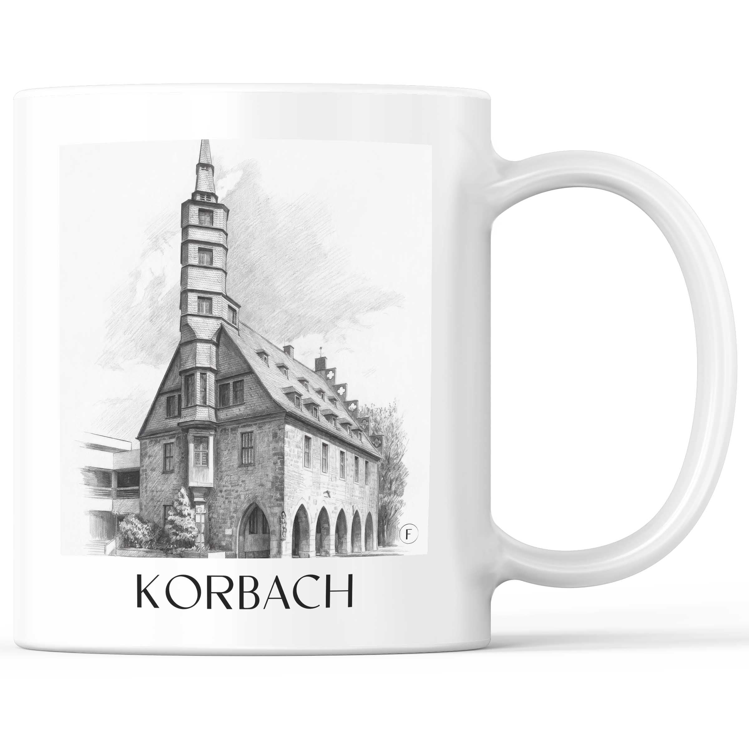Korbach Kaffeebecher - Hessen - Deutschland Becher - Kaffeetasse im Zeichnung Stil