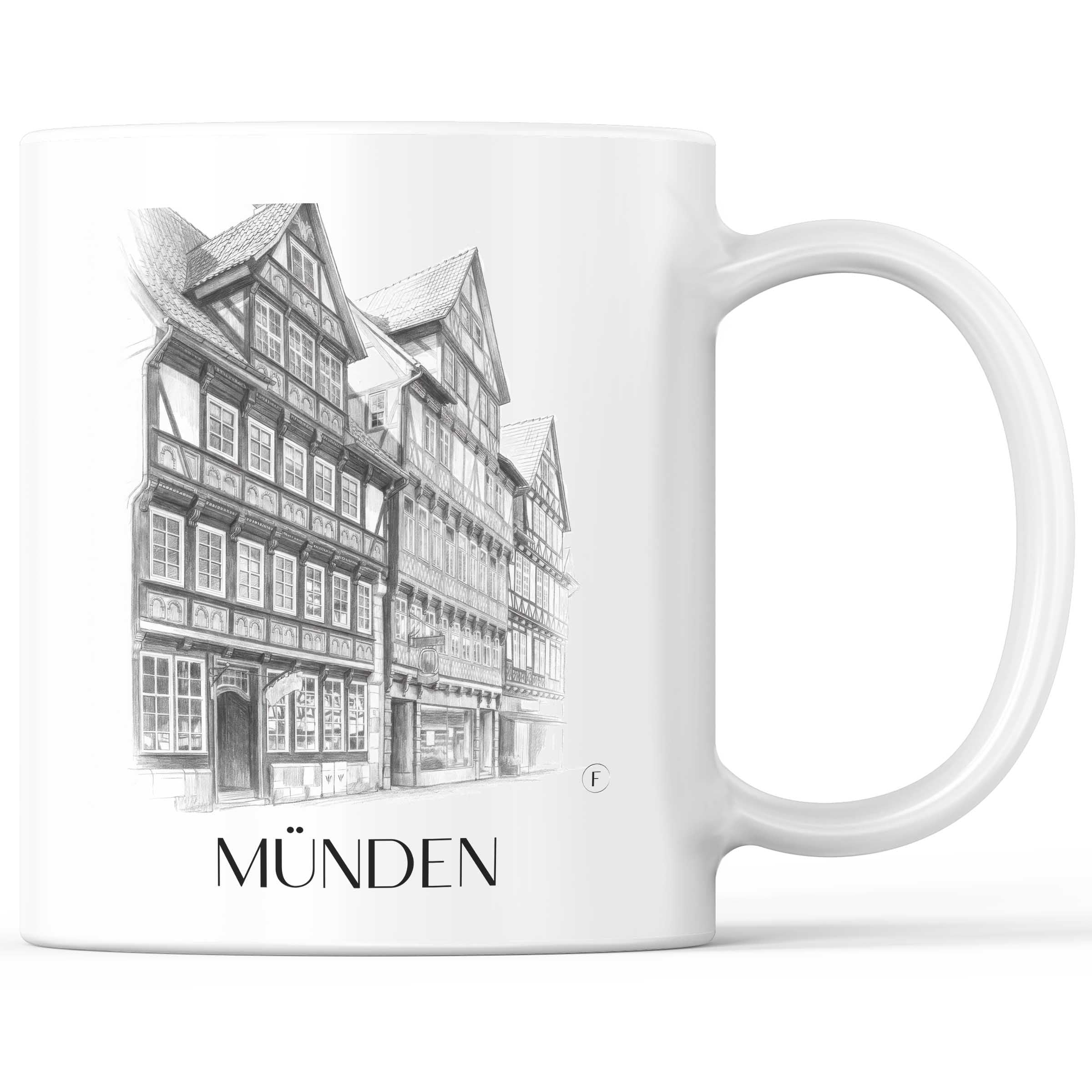 Münden Kaffeebecher - Niedersachsen - Deutschland Becher - Kaffeetasse im Zeichnung Stil