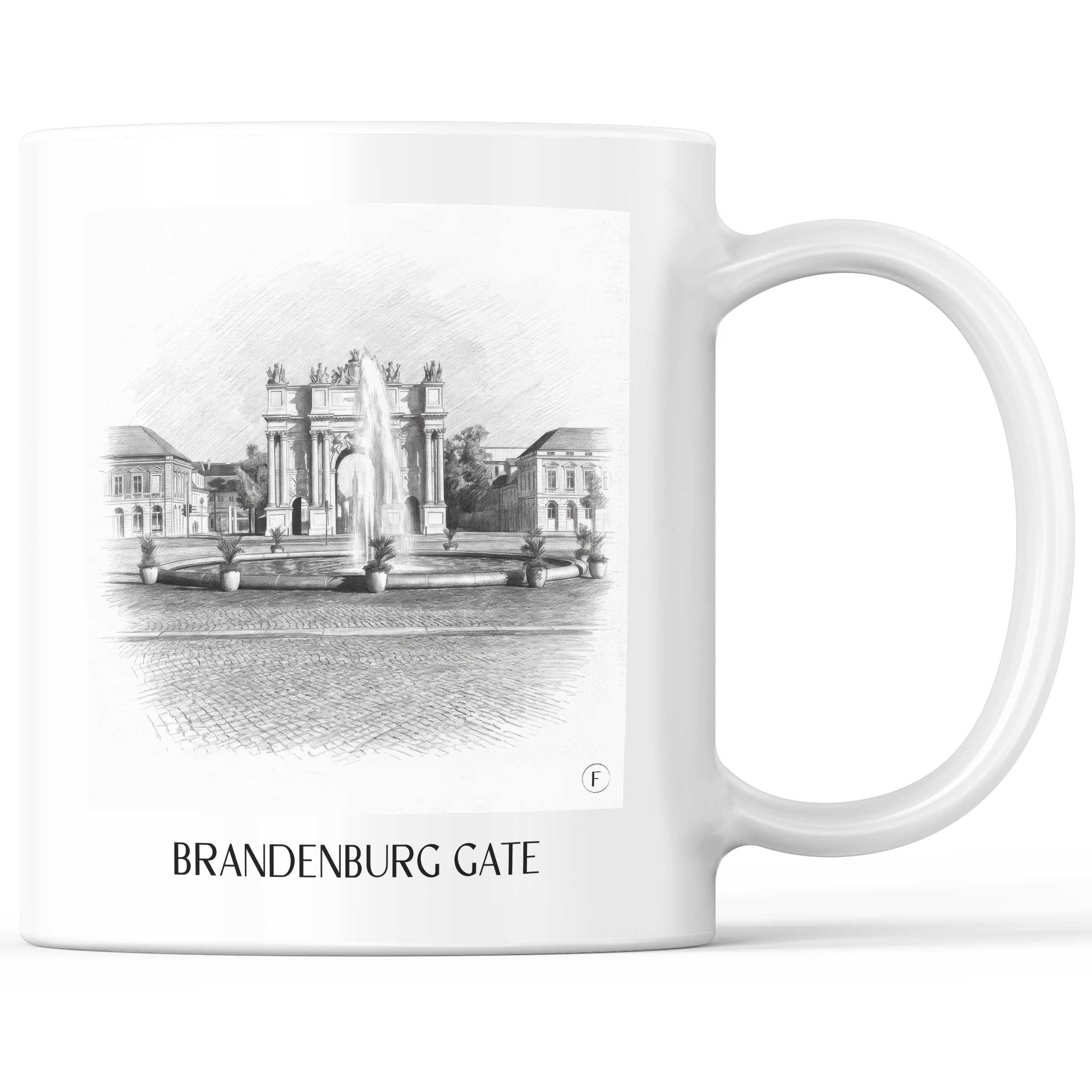 Brandenburger Tor Kaffeebecher - Potsdam - Deutschland Becher - Kaffeetasse im Zeichnung Stil