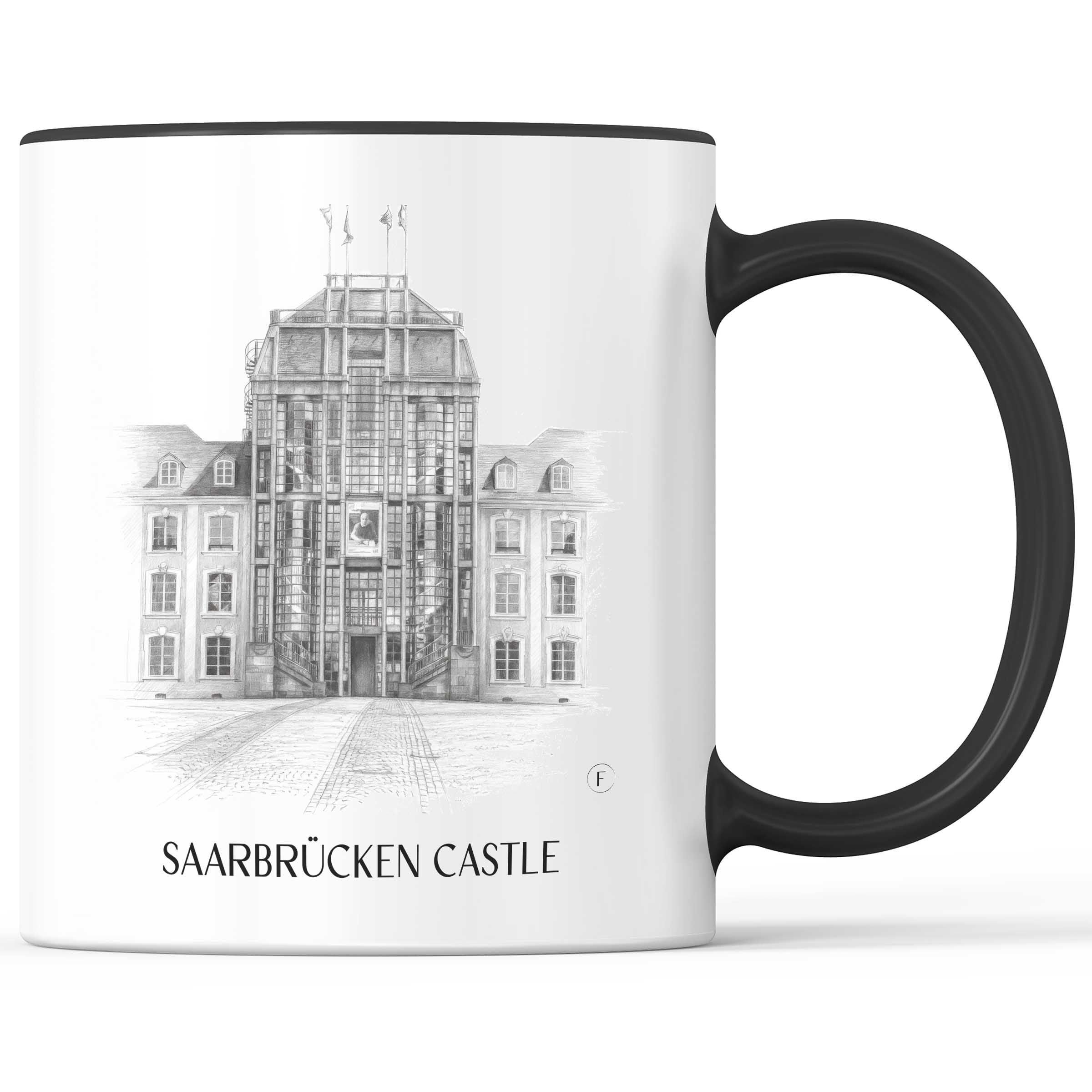 Saarbrücker Schloss Kaffeebecher - Saarland - Deutschland Becher - Kaffeetasse im Zeichnung Stil