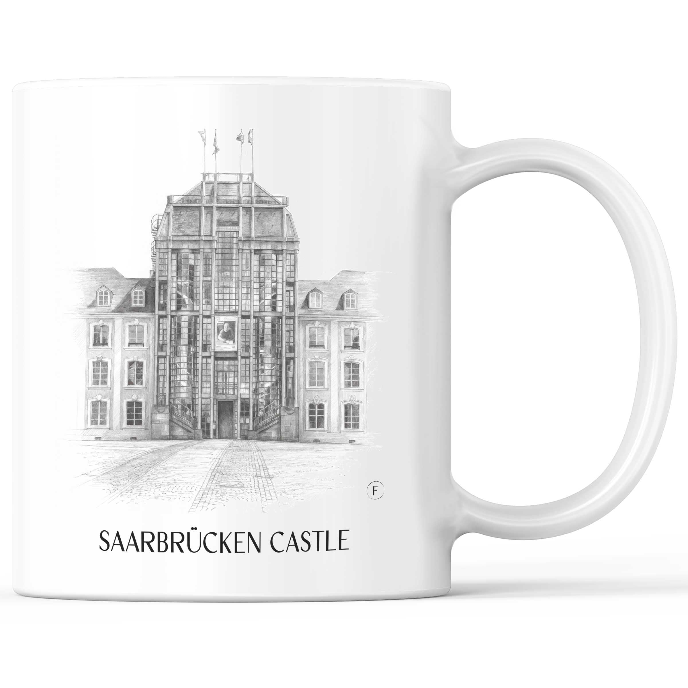 Saarbrücker Schloss Kaffeebecher - Saarland - Deutschland Becher - Kaffeetasse im Zeichnung Stil