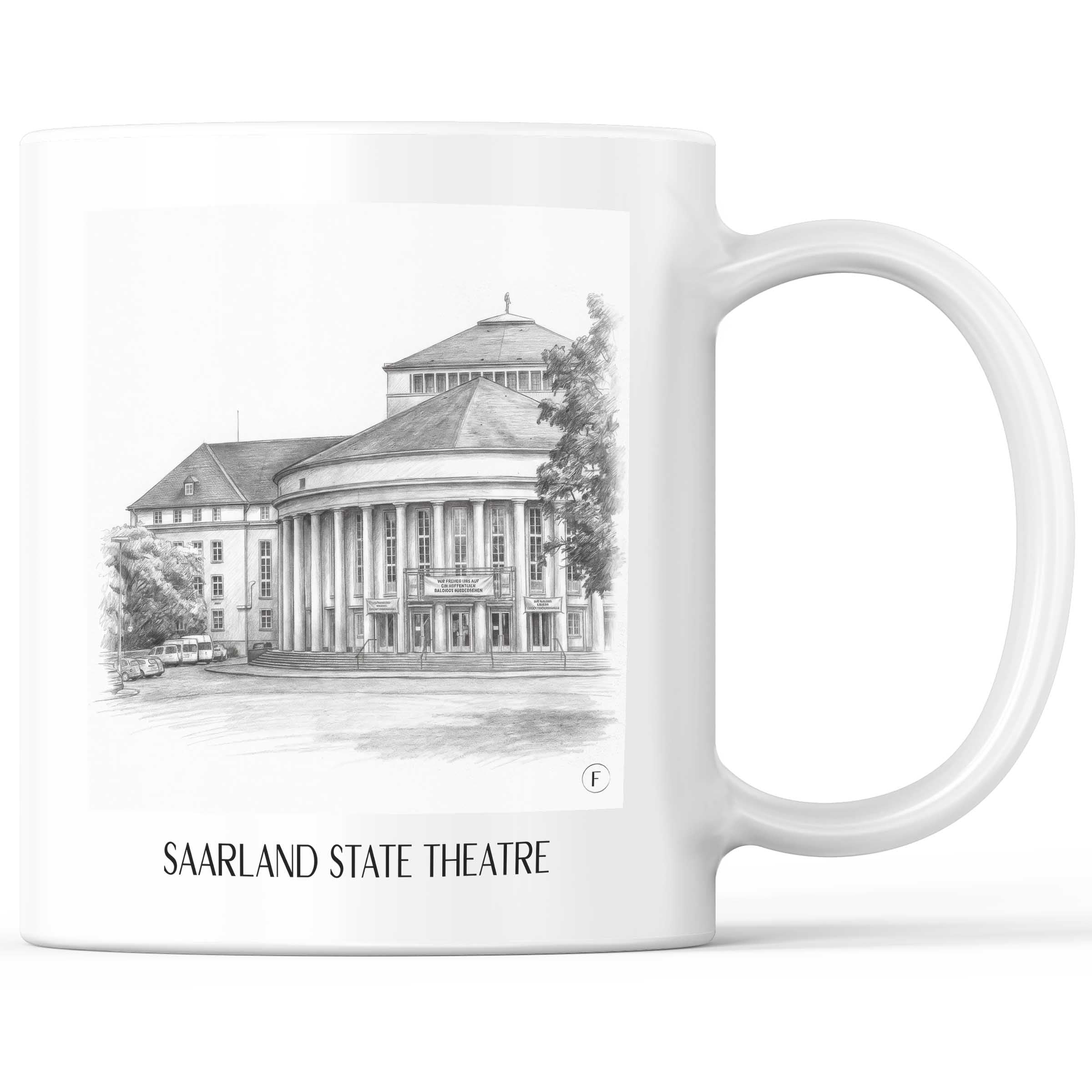 Saarländisches Staatstheater Kaffeebecher - Saarbrücken - Deutschland Becher - Kaffeetasse im Zeichnung Stil