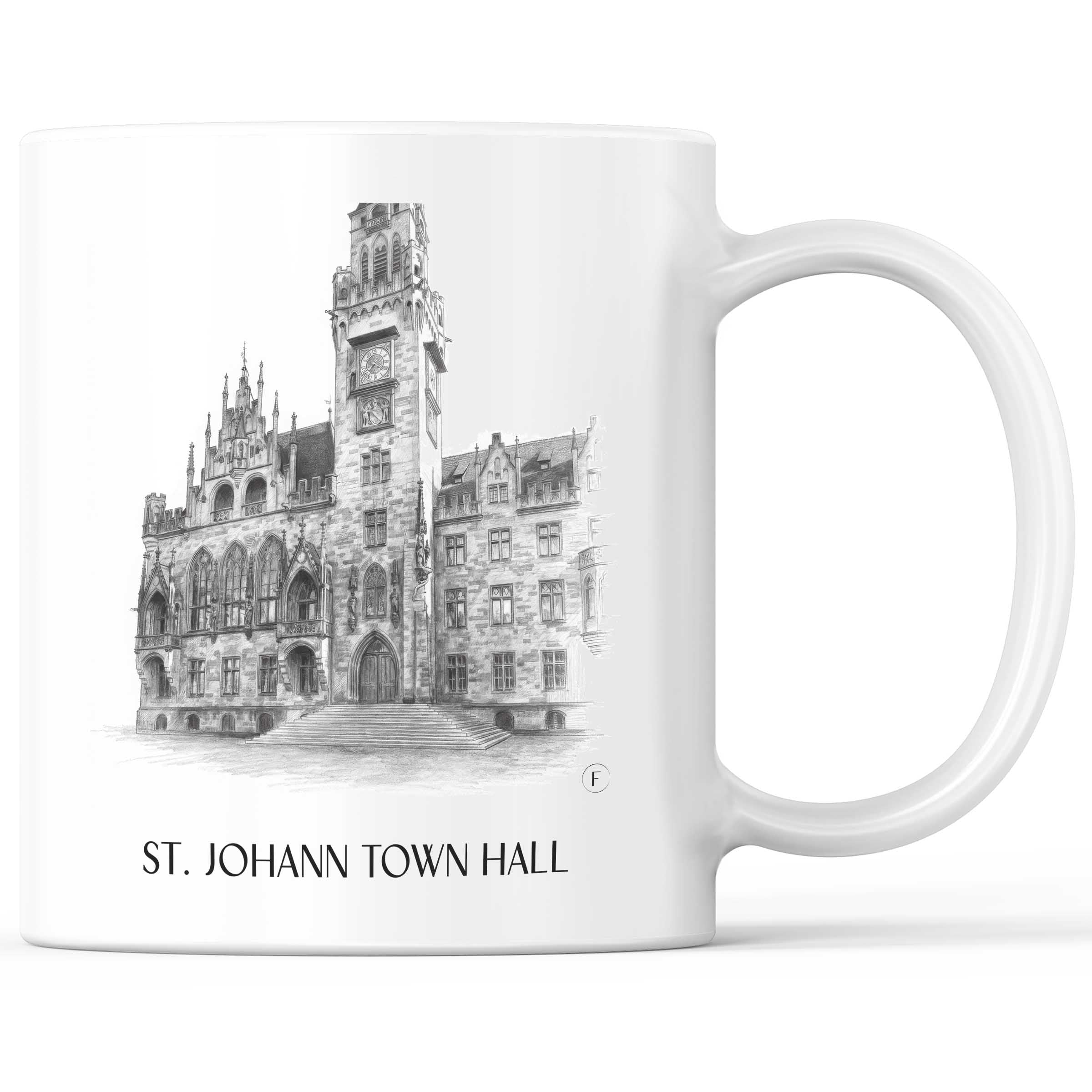 Rathaus St. Johann Kaffeebecher - Saarbrücken - Deutschland Becher - Kaffeetasse im Zeichnung Stil