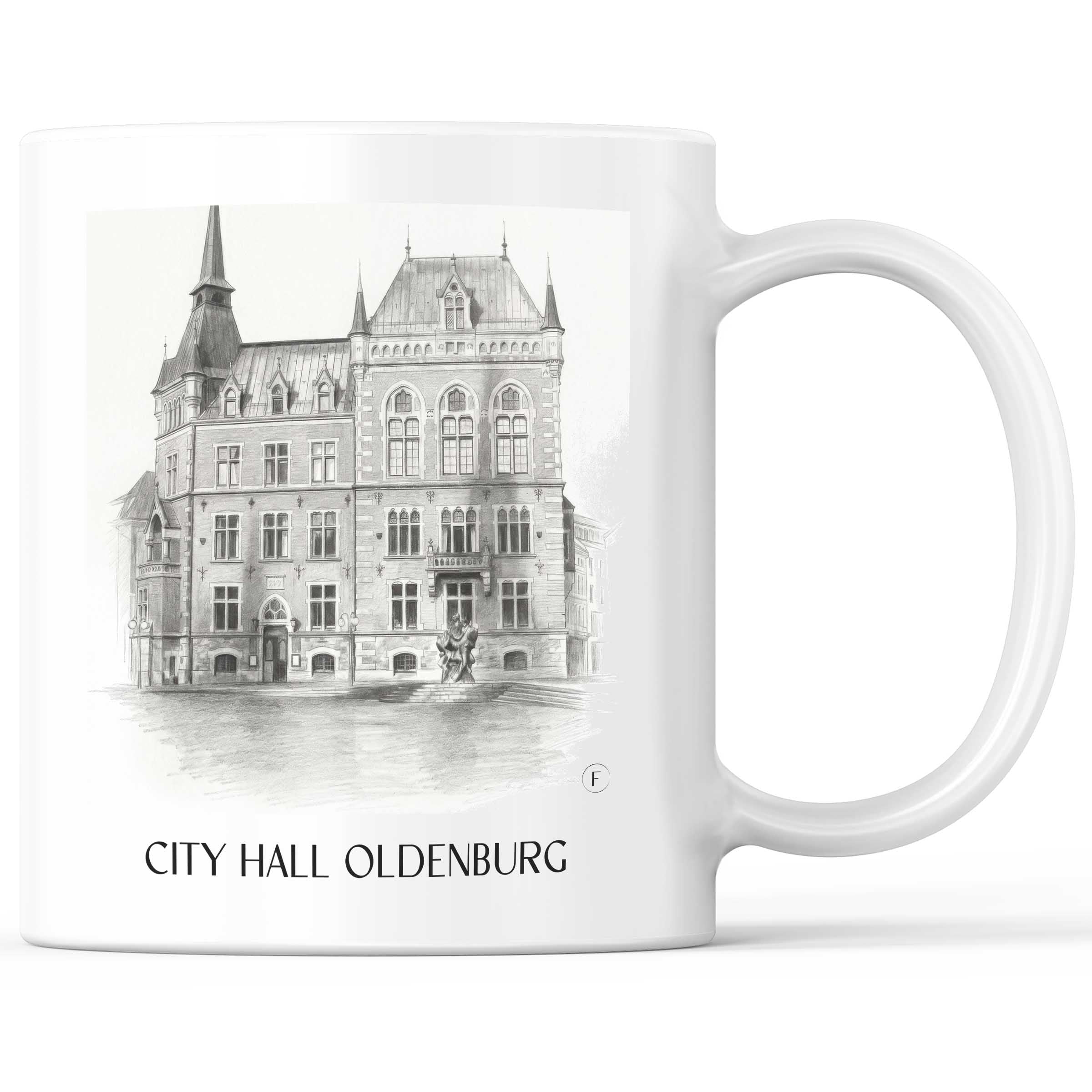 Rathaus Kaffeebecher - Oldenburg - Deutschland Becher - Kaffeetasse im Zeichnung Stil