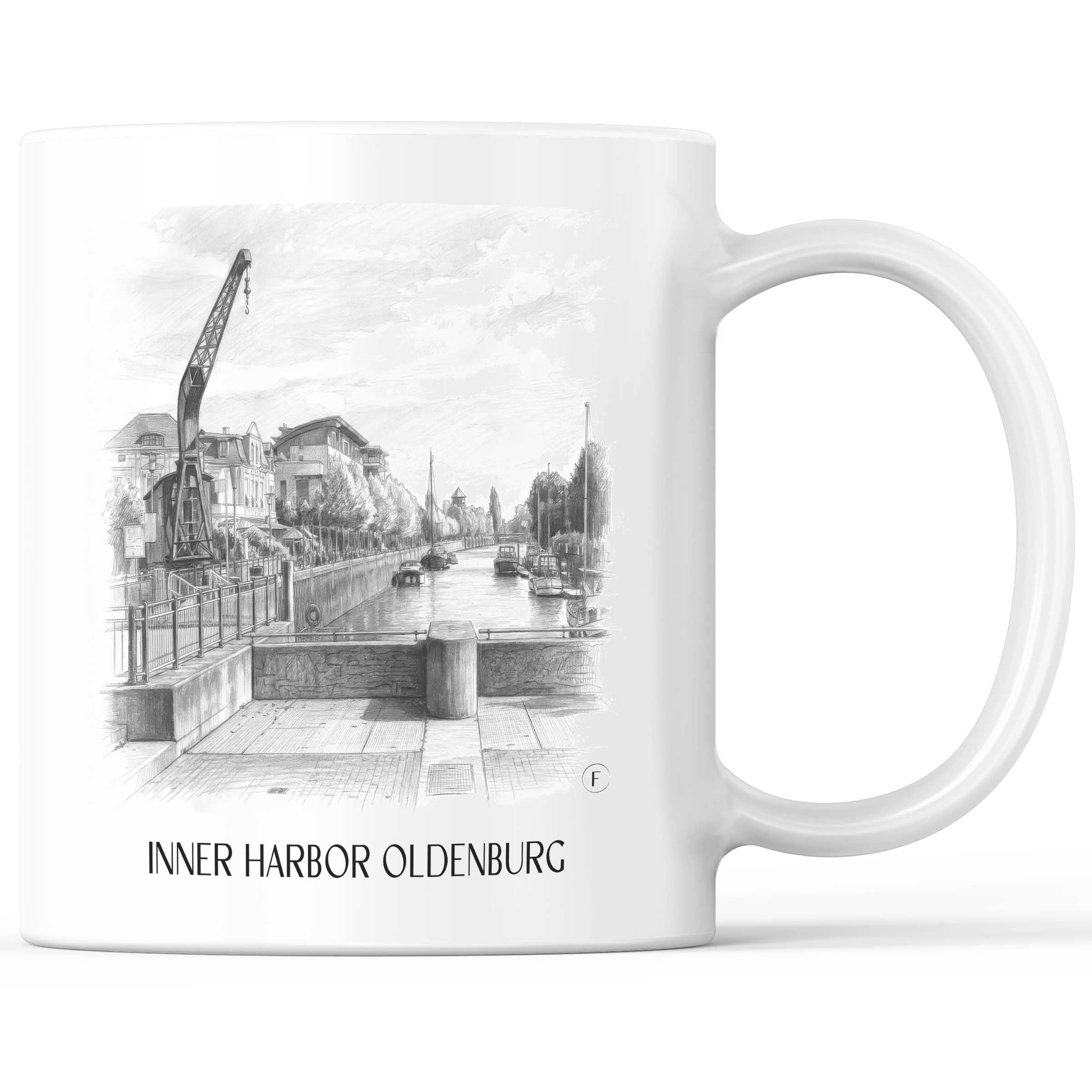 Innenhafen Kaffeebecher - Oldenburg - Deutschland Becher - Kaffeetasse im Zeichnung Stil